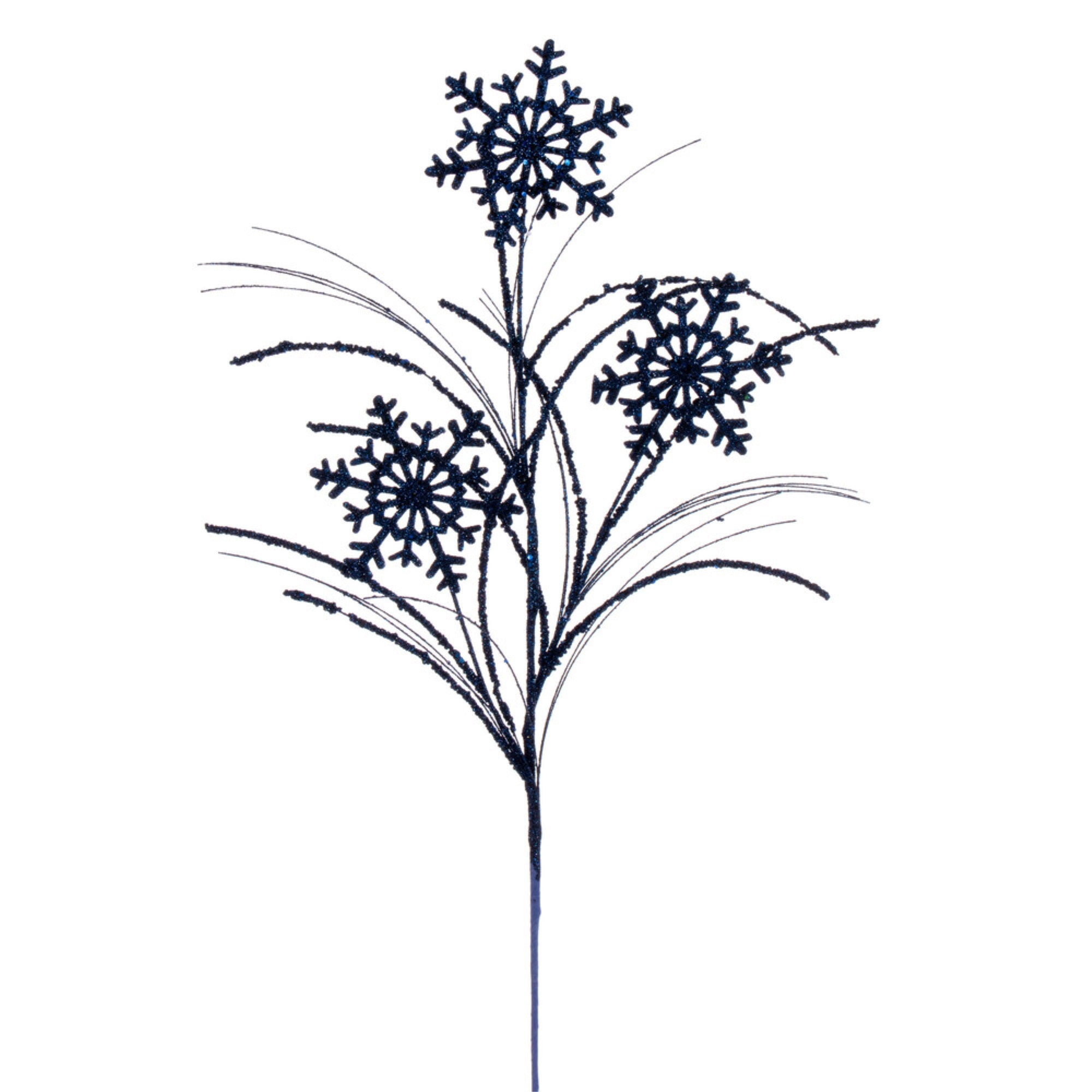 Vickerman 31” Midnight Blue Snowflake Glitter Spray 6 per bag.