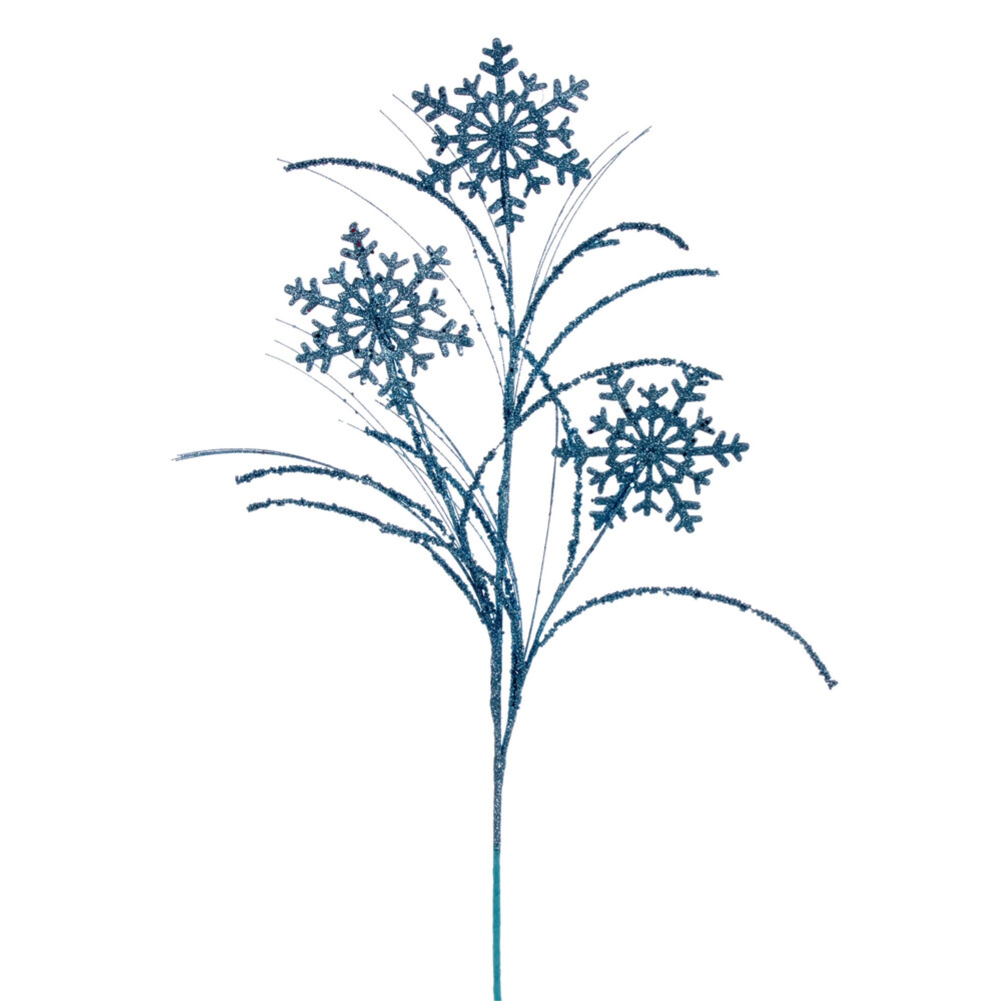 Vickerman 31” Baby Blue Snowflake Glitter Spray 6 per bag.