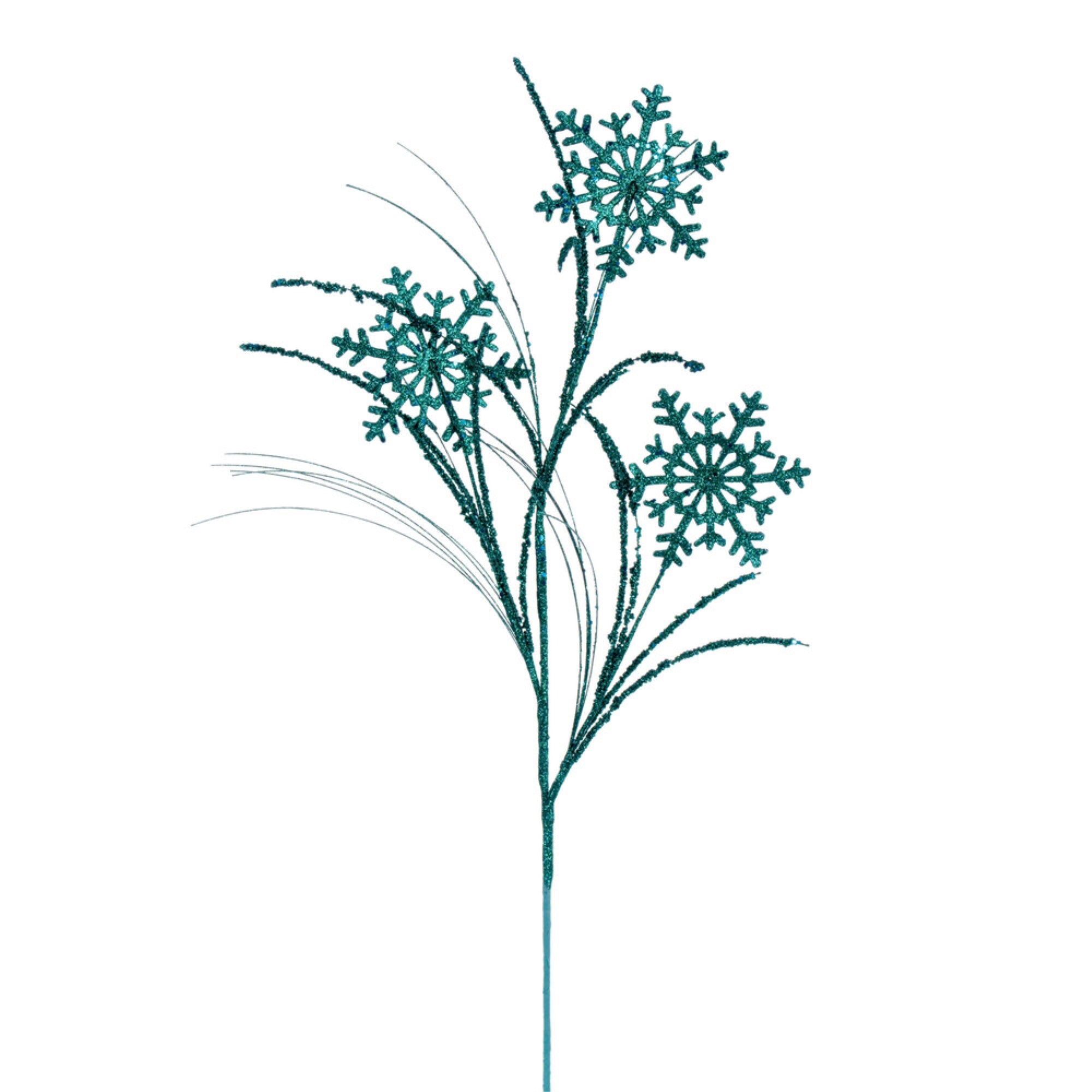 Vickerman 31” Teal Snowflake Glitter Spray 6 per bag.