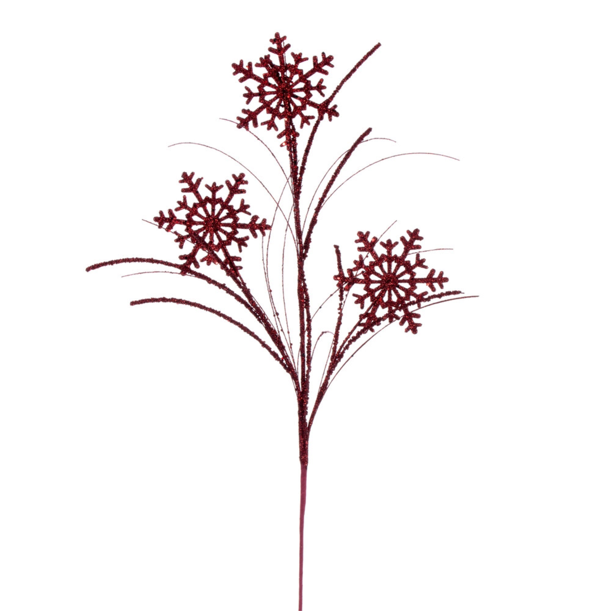 Vickerman 31” Burgundy Snowflake Glitter Spray 6 per bag.