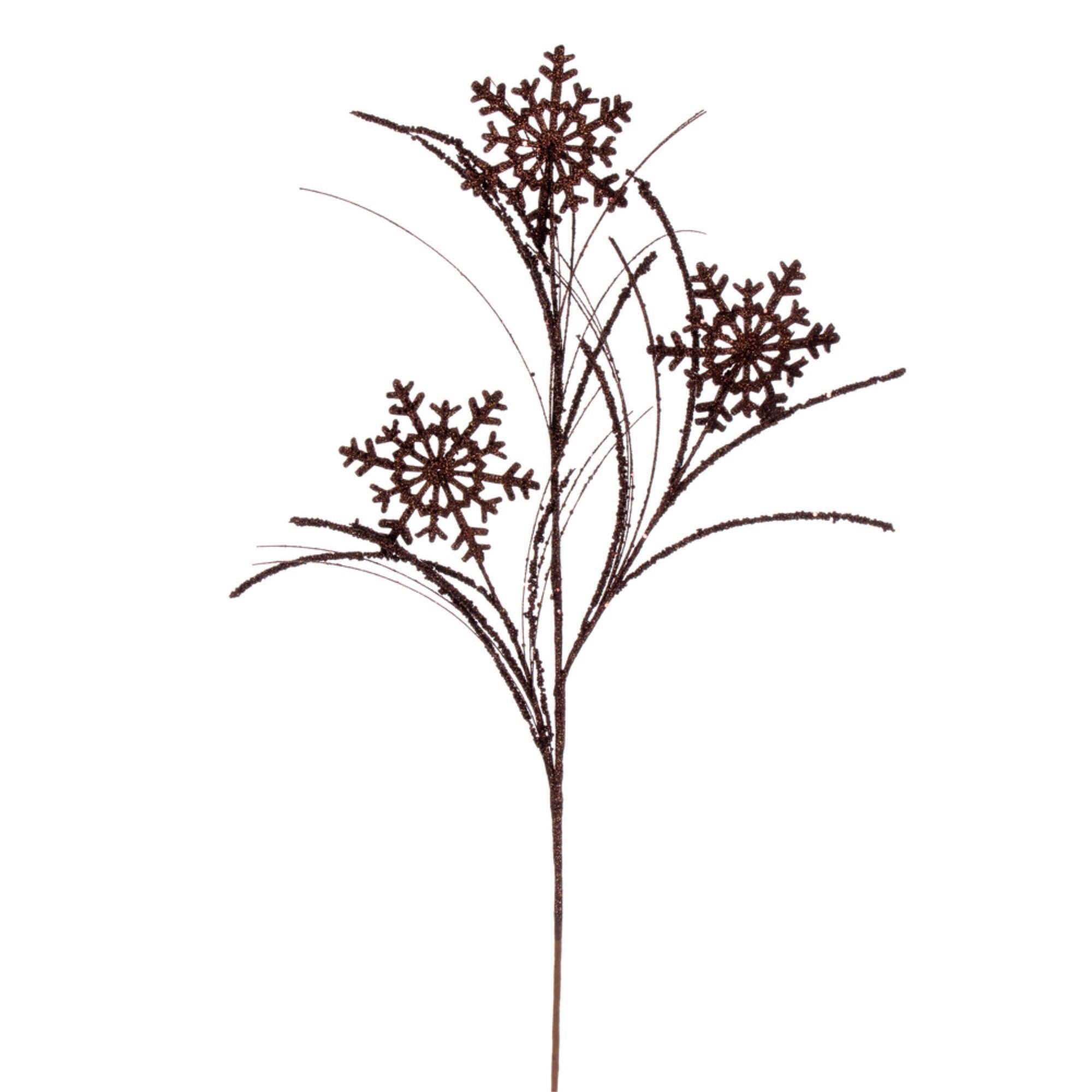 Vickerman 31” Chocolate Snowflake Glitter Spray 6 per bag.