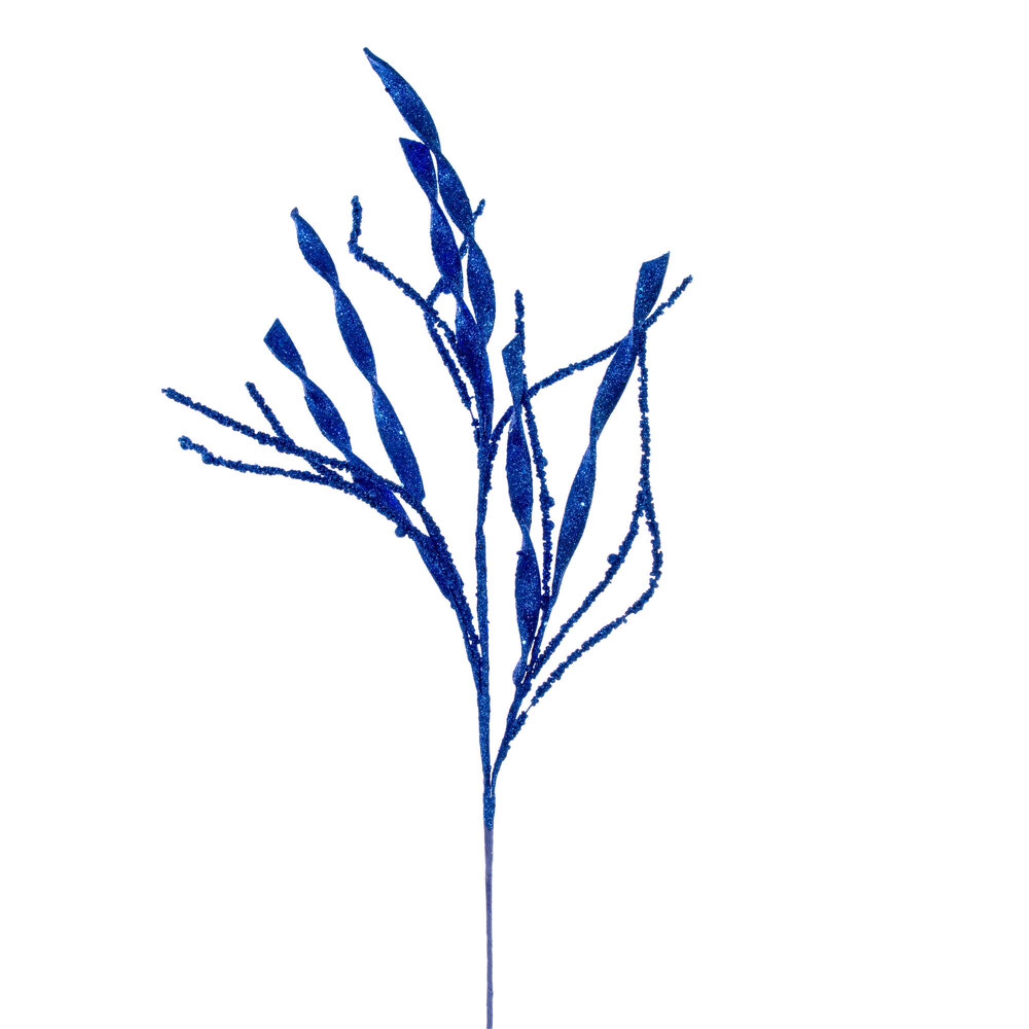 Vickerman 34” Blue Wavy and Spiral Glitter Spray 6 per bag.