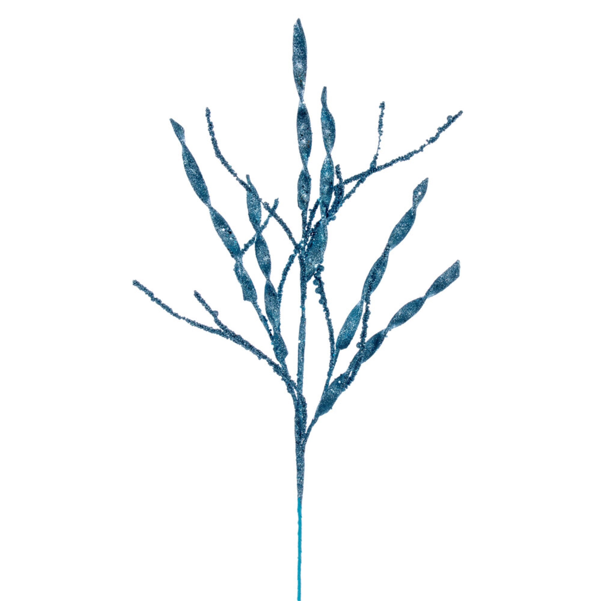 Vickerman 34” Baby Blue Wavy and Spiral Glitter Spray 6 per bag.
