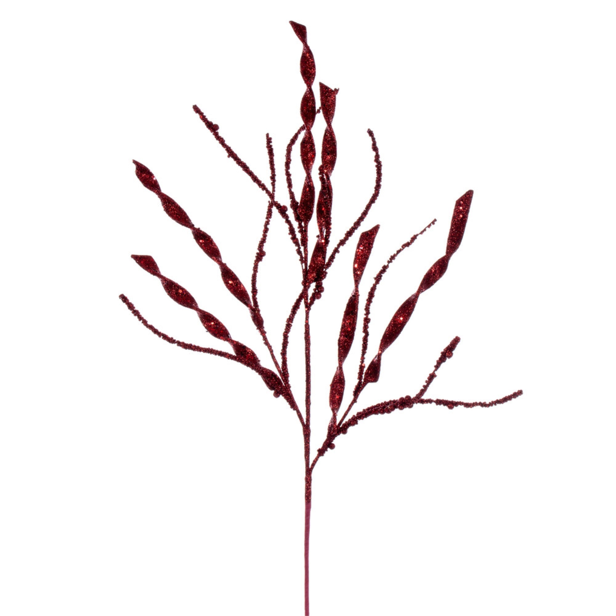 Vickerman 34” Burgundy Wavy and Spiral Glitter Spray 6 per bag.
