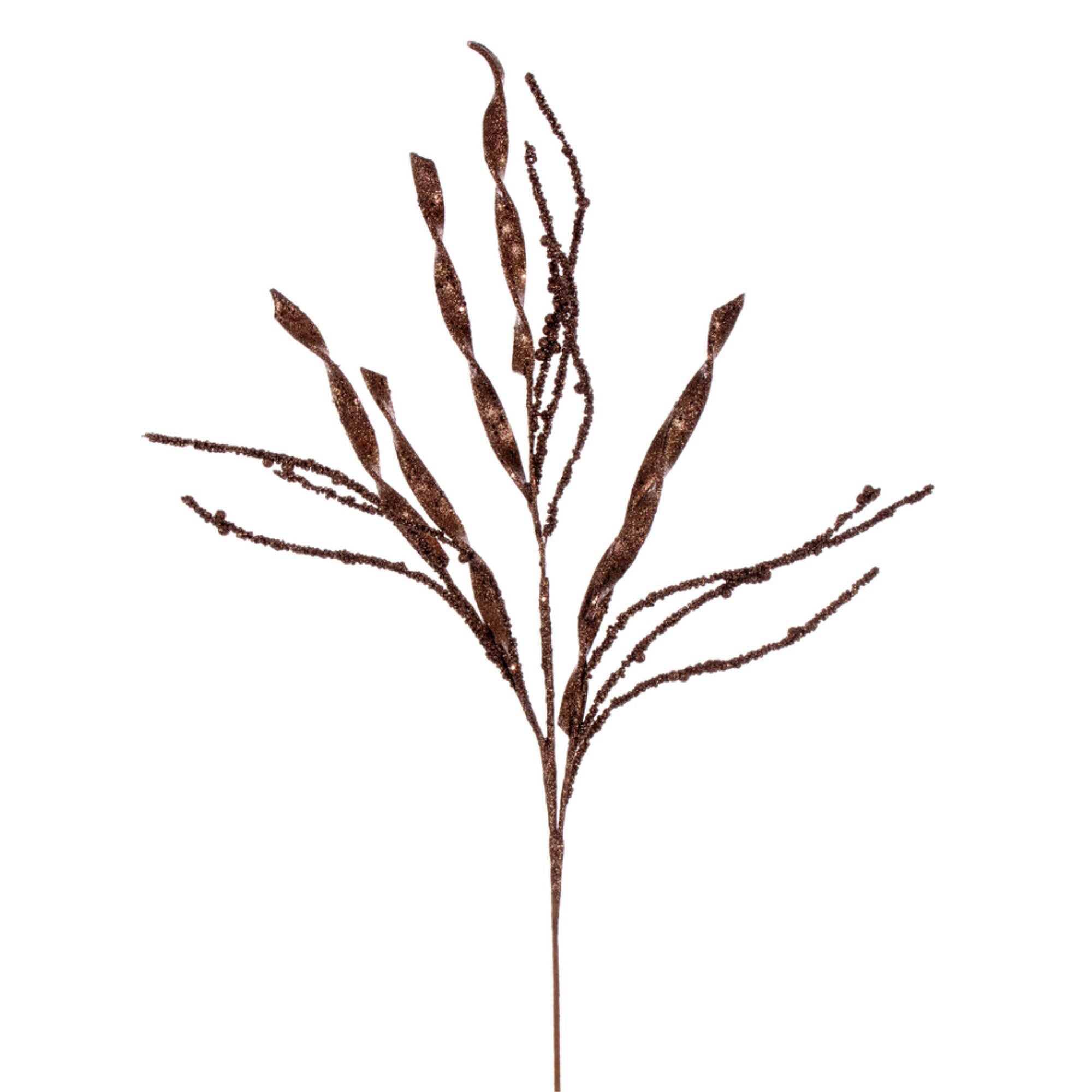 Vickerman 34” Mocha Wavy and Spiral Glitter Spray 6 per bag.
