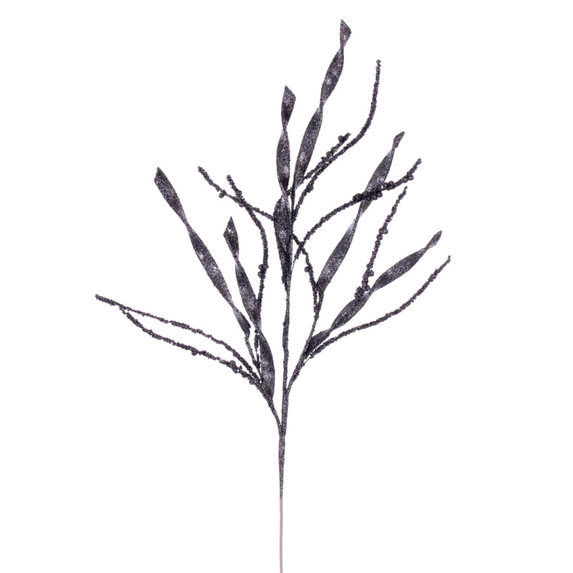 Vickerman 34” Pewter Wavy and Spiral Glitter Spray 6 per bag.