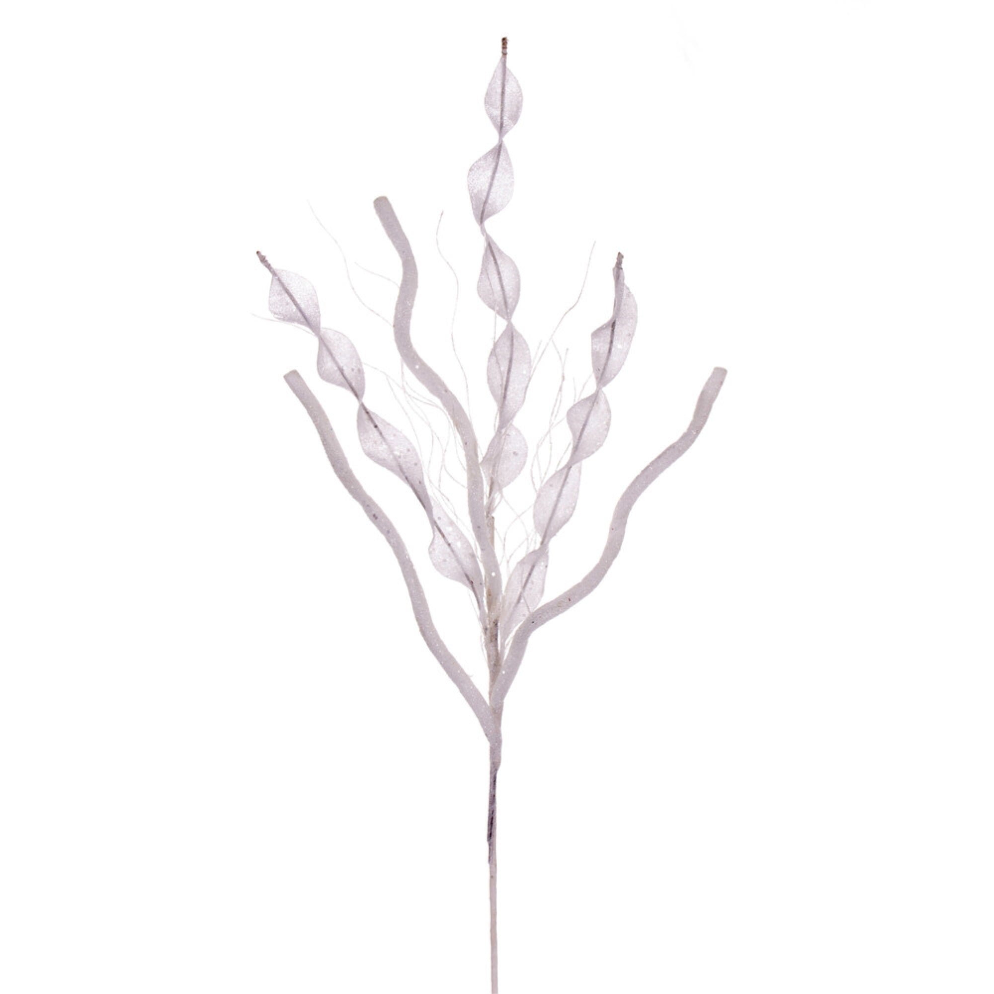 Vickerman 34” White Multi Spiral Glitter Spray 4 per bag.