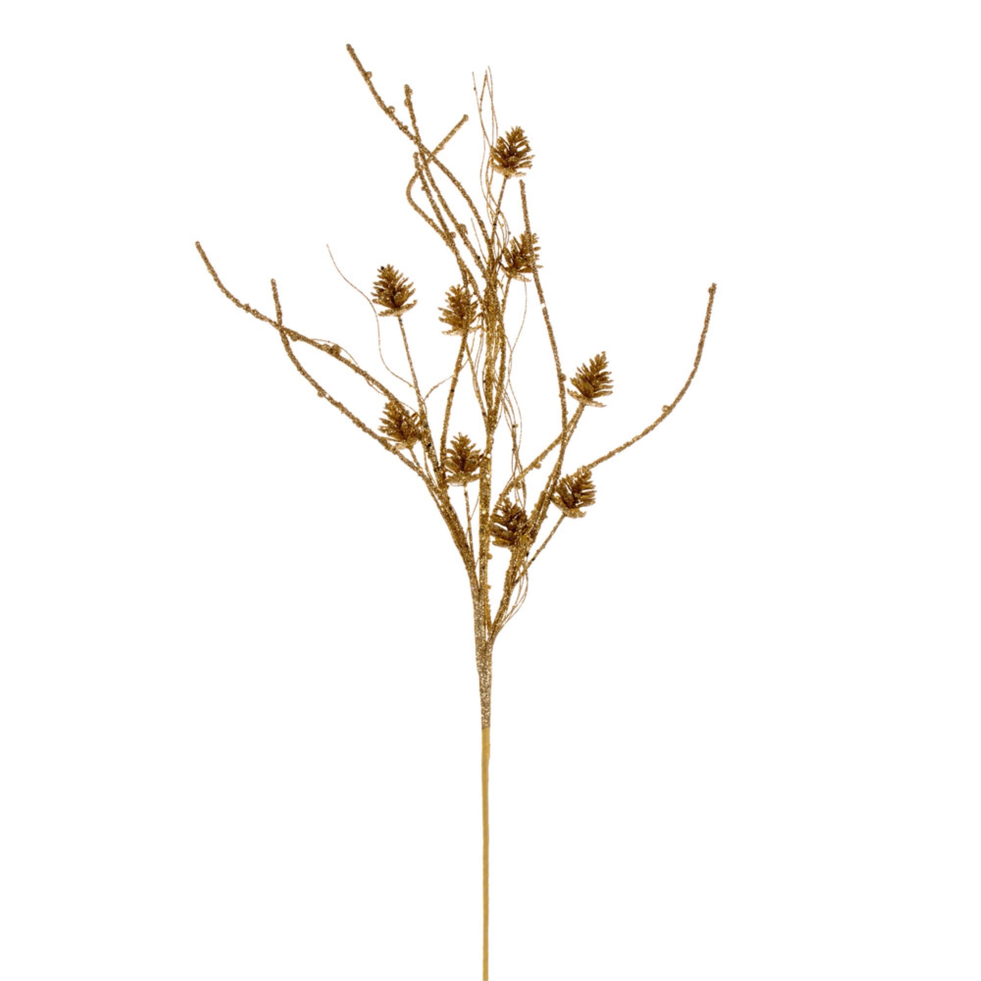 Vickerman 32” Gold Mini Pinecone Twig Glitter Spray 6 per bag.