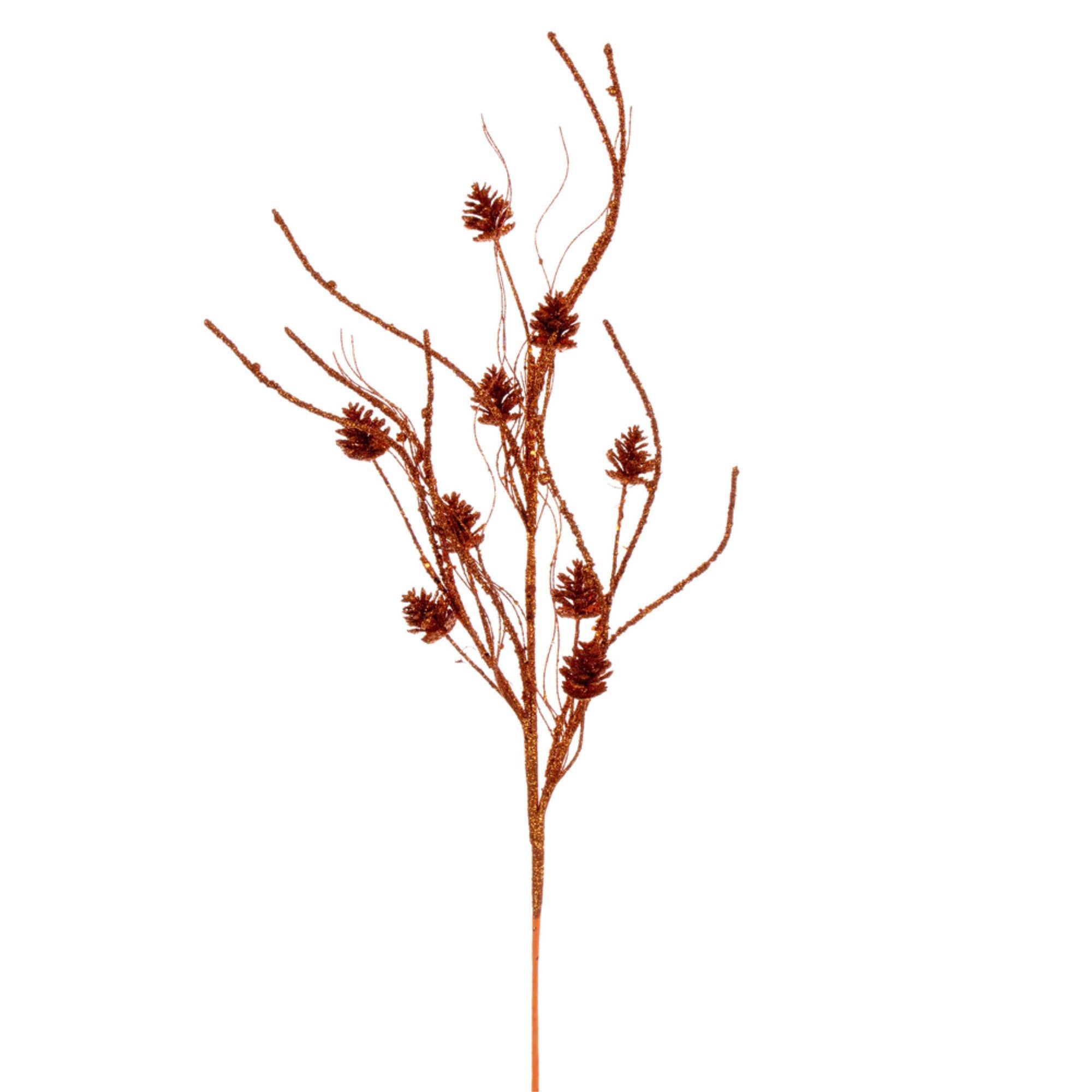 Vickerman 32” Burnished Orange Mini Pinecone Twig Glitter Spray 6 per bag.