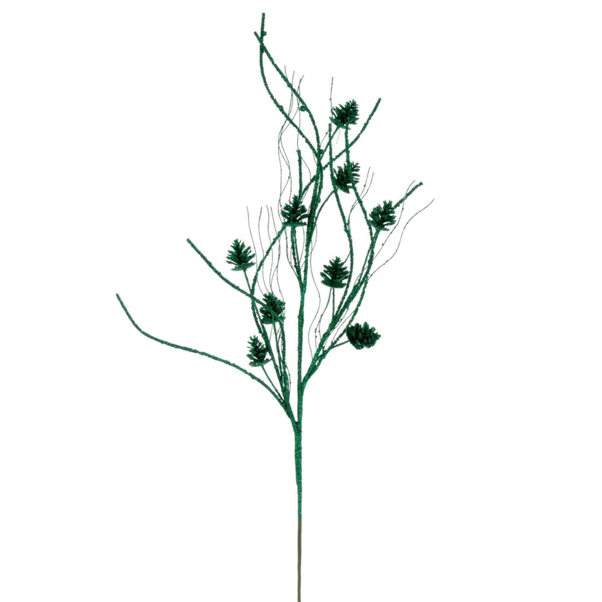 Vickerman 32” Seafoam Mini Pinecone Twig Glitter Spray 6 per bag.
