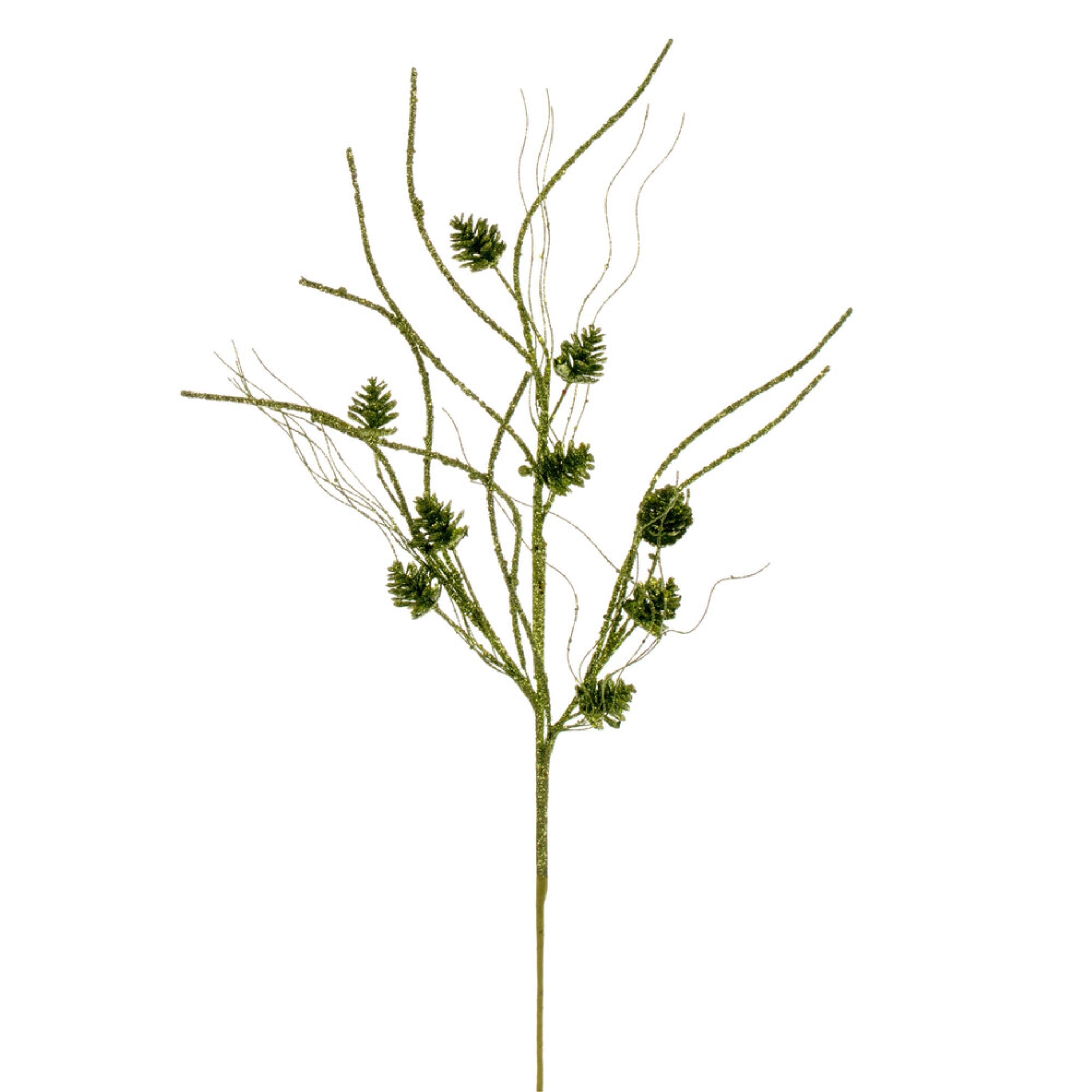 Vickerman 32” Lime Mini Pinecone Twig Glitter Spray 6 per bag.