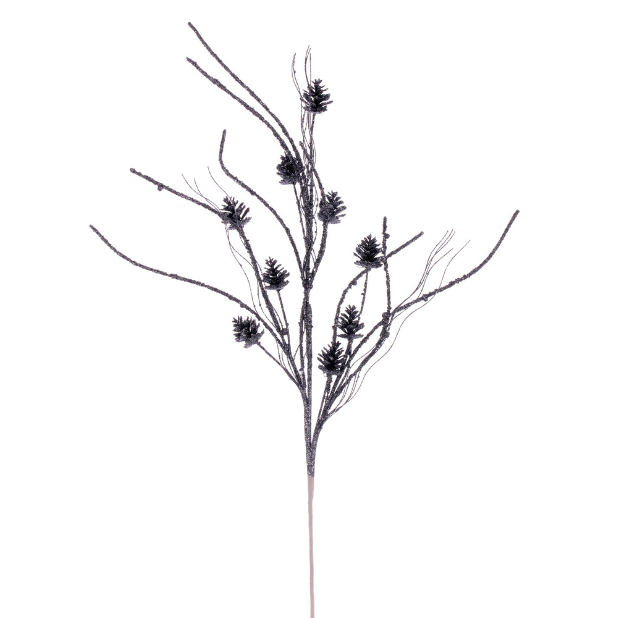 Vickerman 32” Pewter Mini Pinecone Twig Glitter Spray 6 per bag.