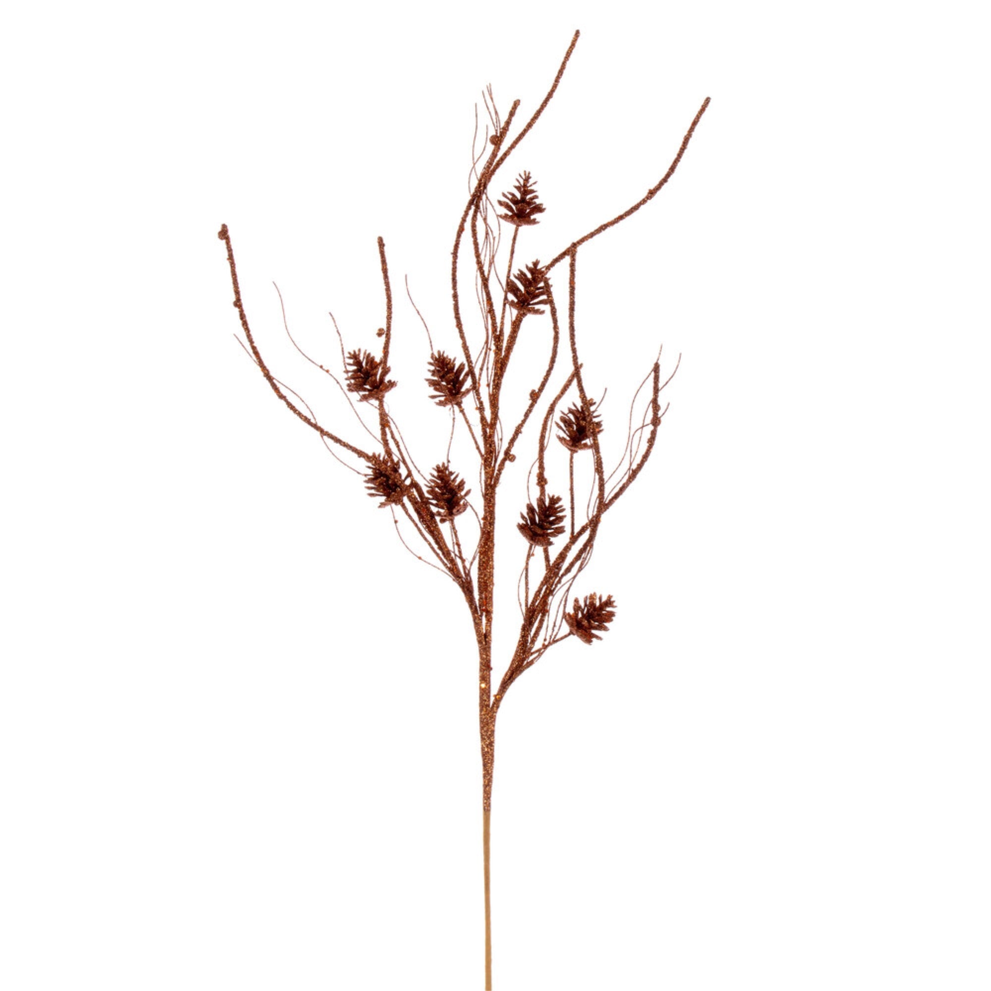 Vickerman 32” Copper Mini Pinecone Twig Glitter Spray 6 per bag.