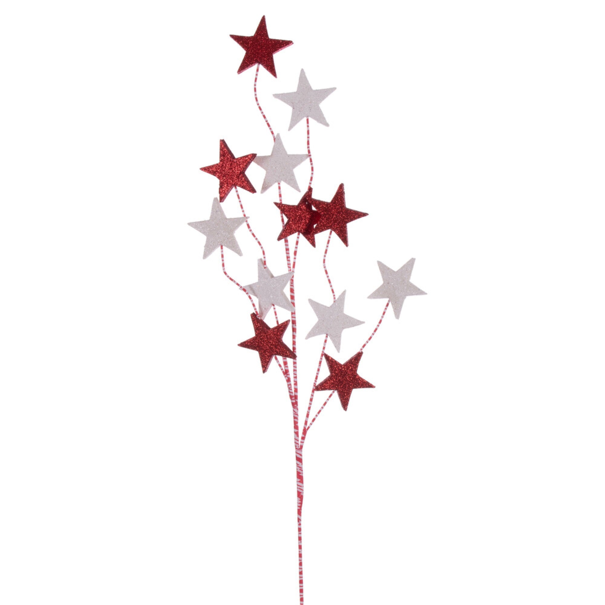 Vickerman 34” Red and White Stars Glitter Spray 6 per bag.