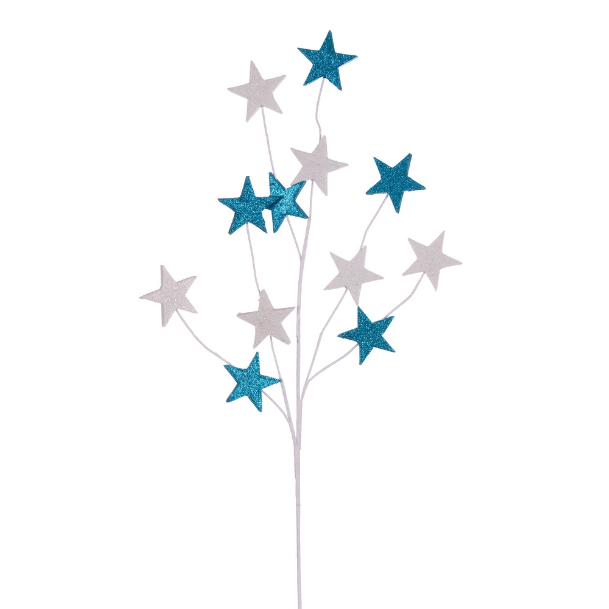 Vickerman 34” Turquoise and White Stars Glitter Spray 6 per bag.