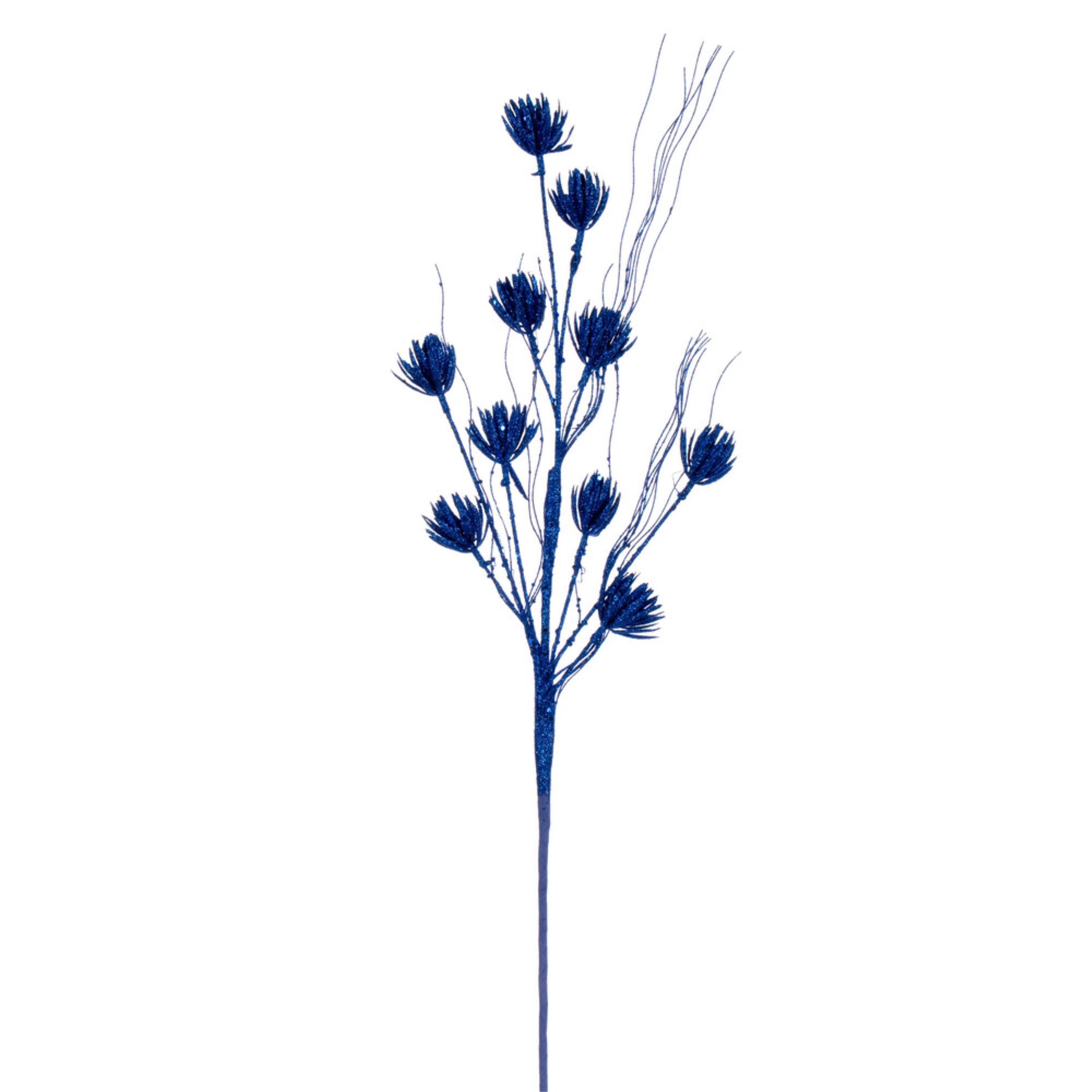 Vickerman 30” Blue Mini Flower Glitter Spray 6 per bag.