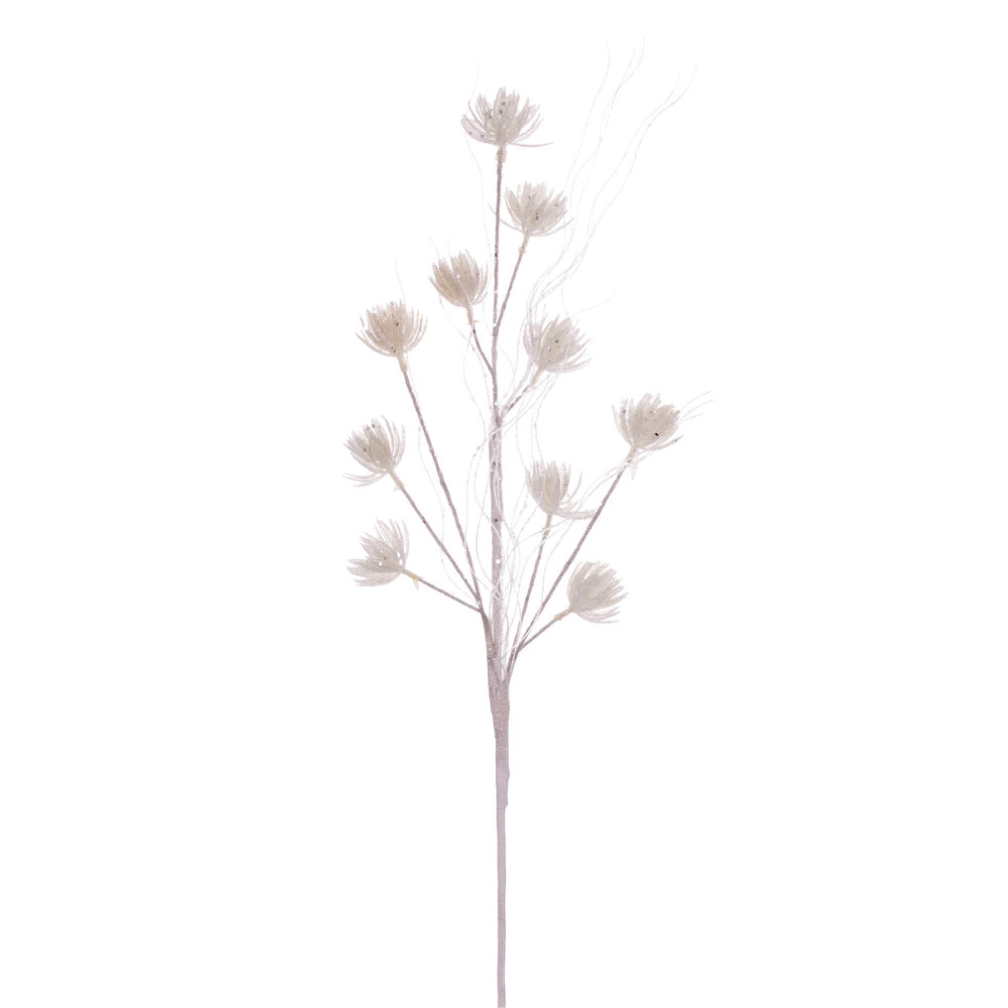 Vickerman 30” White Mini Flower Glitter Spray 6 per bag.
