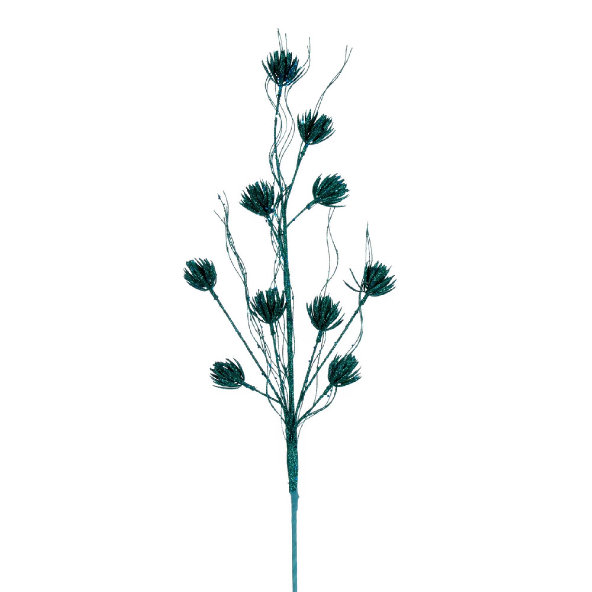 Vickerman 30” Teal Mini Flower Glitter Spray 6 per bag.