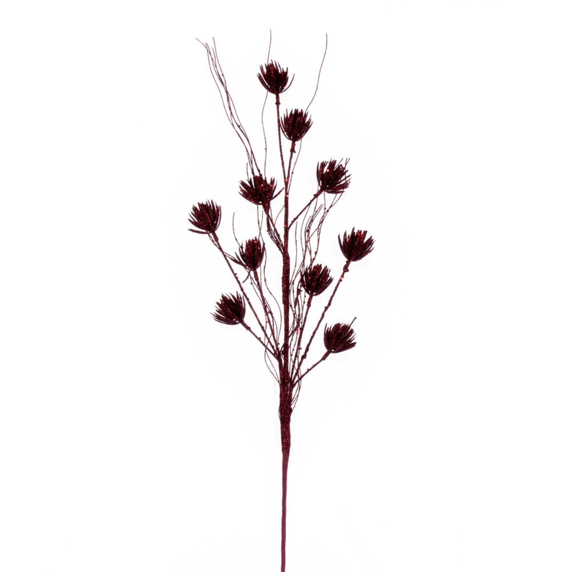 Vickerman 30” Burgundy Mini Flower Glitter Spray 6 per bag.
