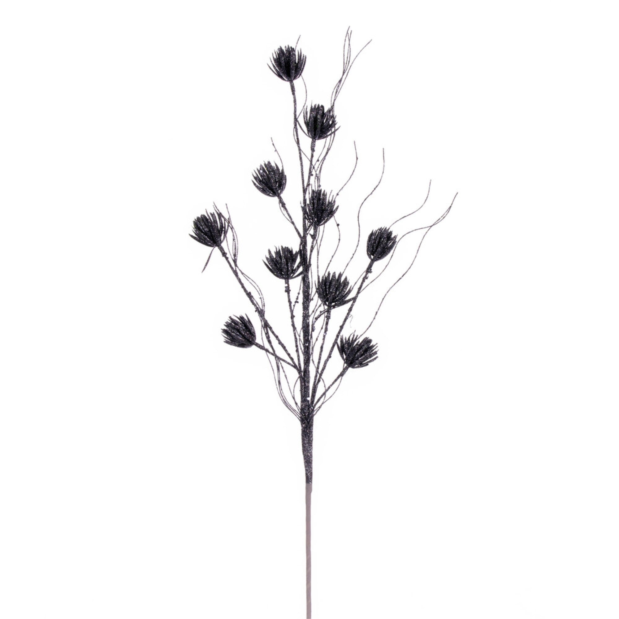 Vickerman 30” Pewter Mini Flower Glitter Spray 6 per bag.