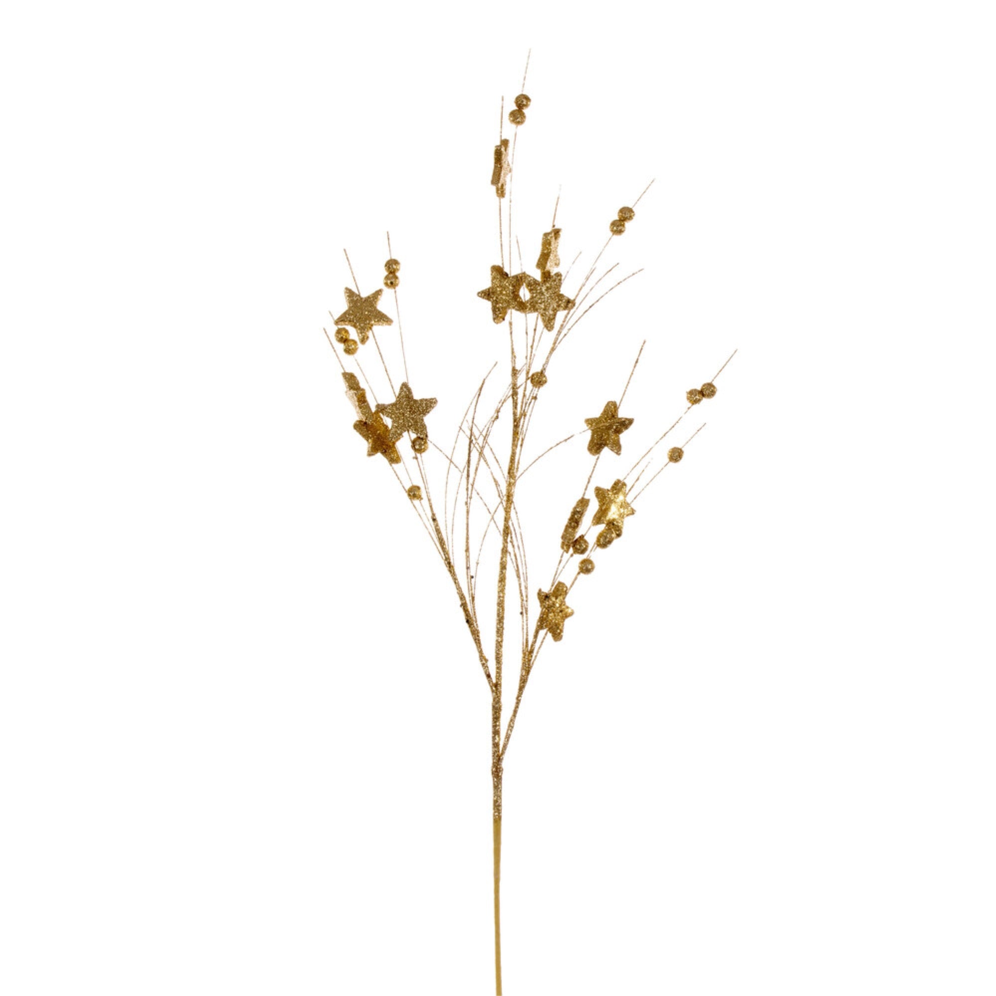 Vickerman 33” Gold Star and Ball Glitter Spray 6 per bag.