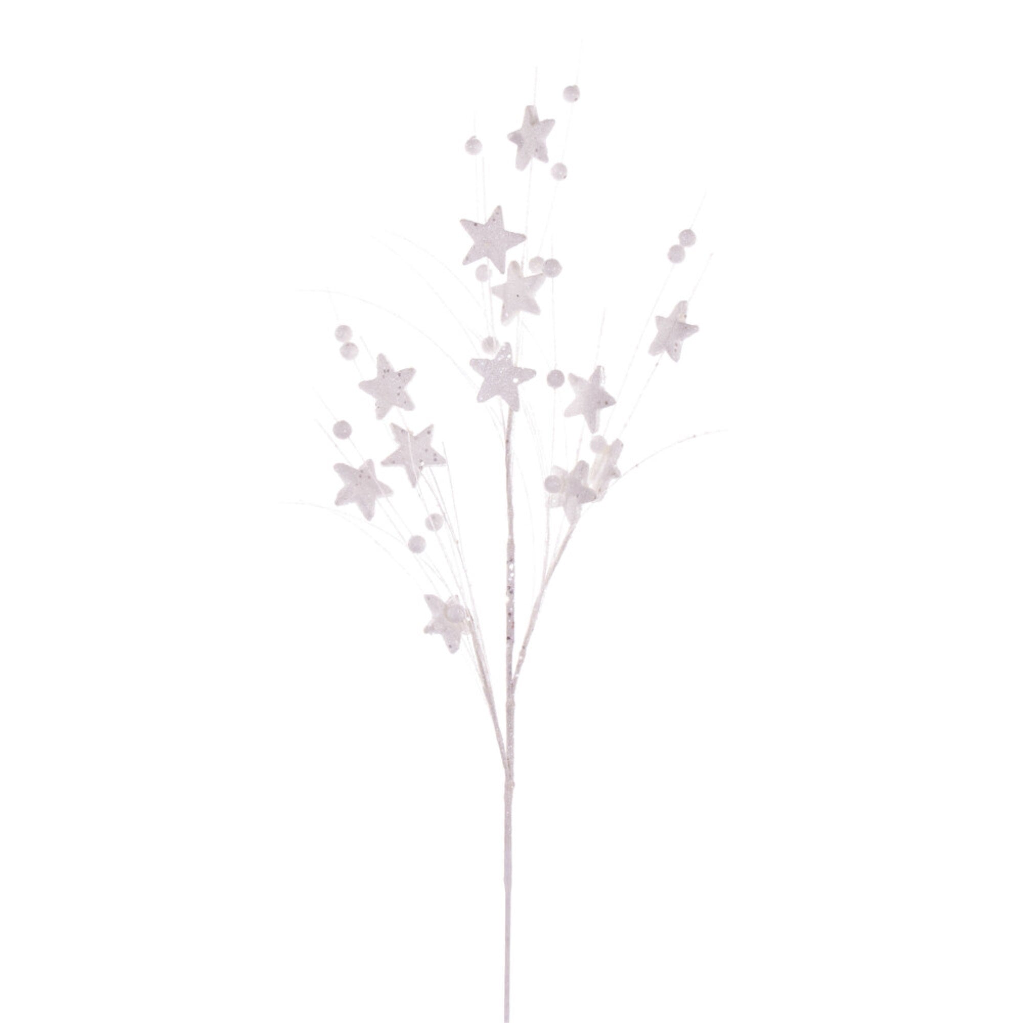 Vickerman 33” White Star and Ball Glitter Spray 6 per bag.