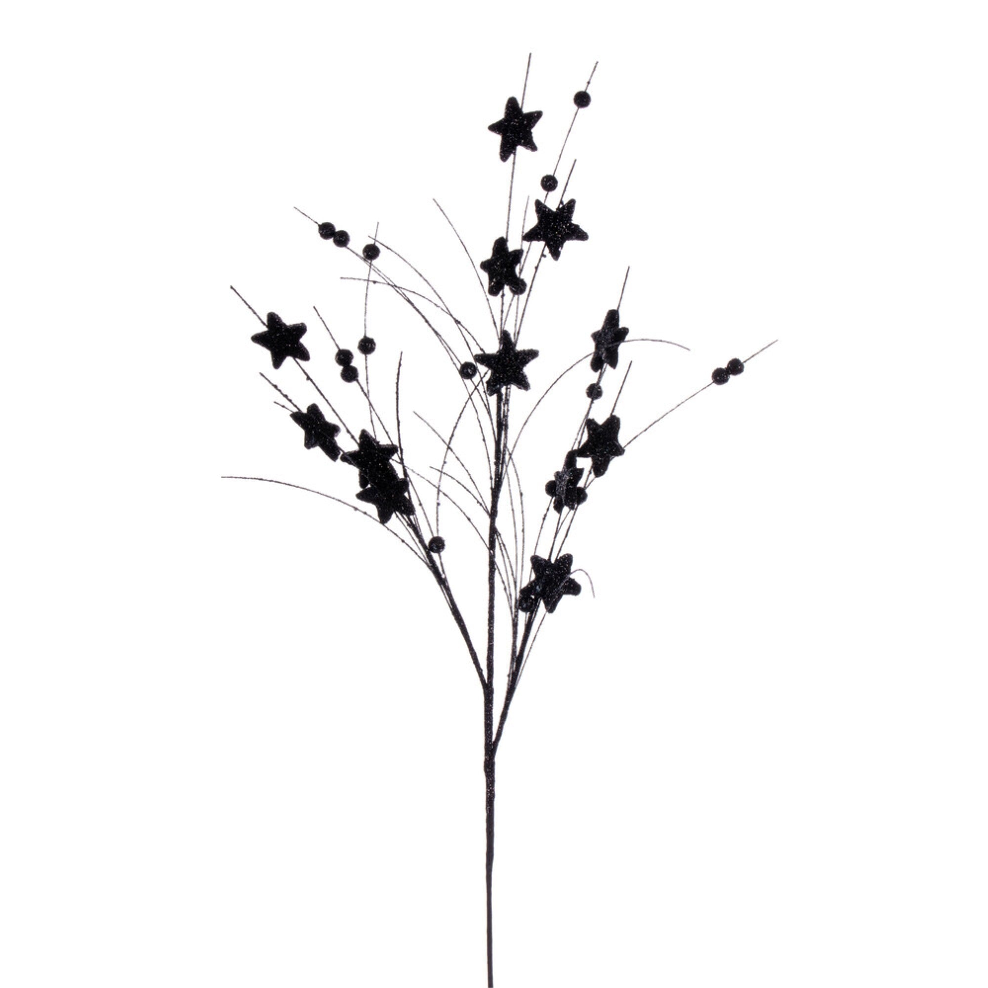 Vickerman 33” Black Star and Ball Glitter Spray 6 per bag.
