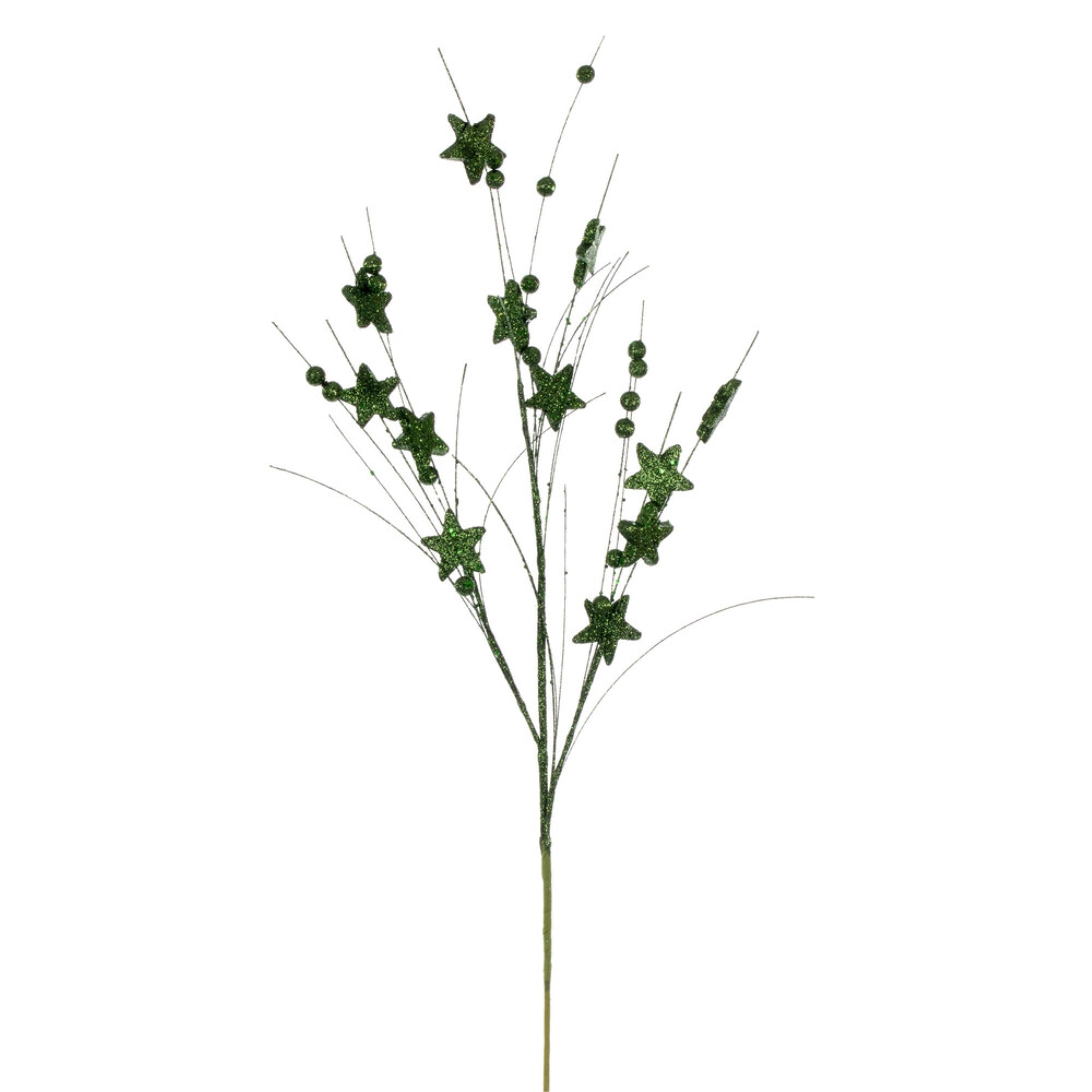 Vickerman 33” Juniper Star and Ball Glitter Spray 6 per bag.