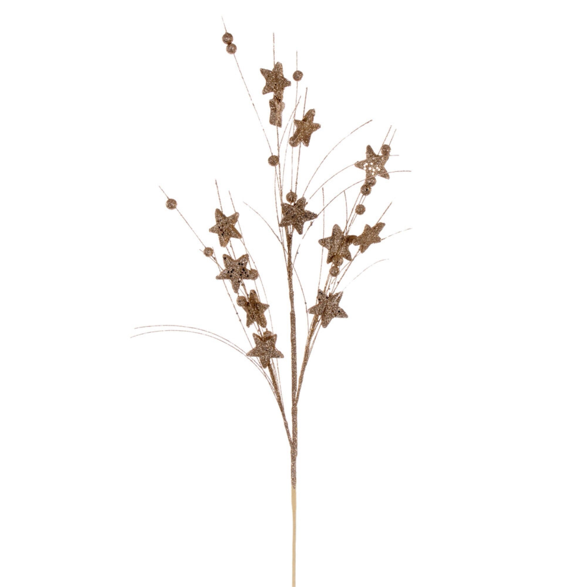 Vickerman 33” Champagne Star and Ball Glitter Spray 6 per bag.