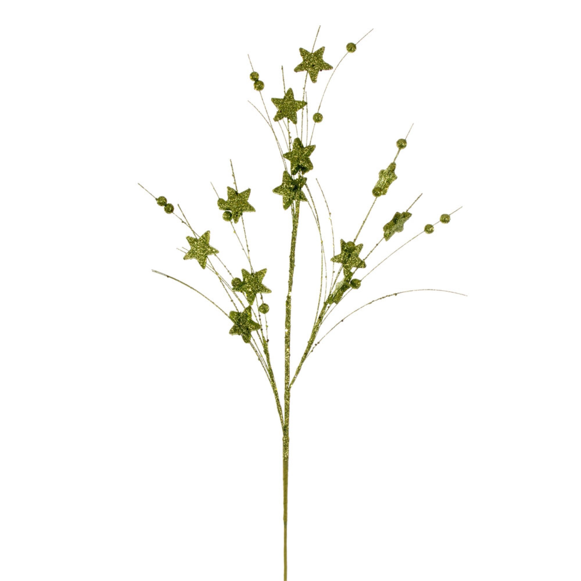 Vickerman 33” Lime Star and Ball Glitter Spray 6 per bag.