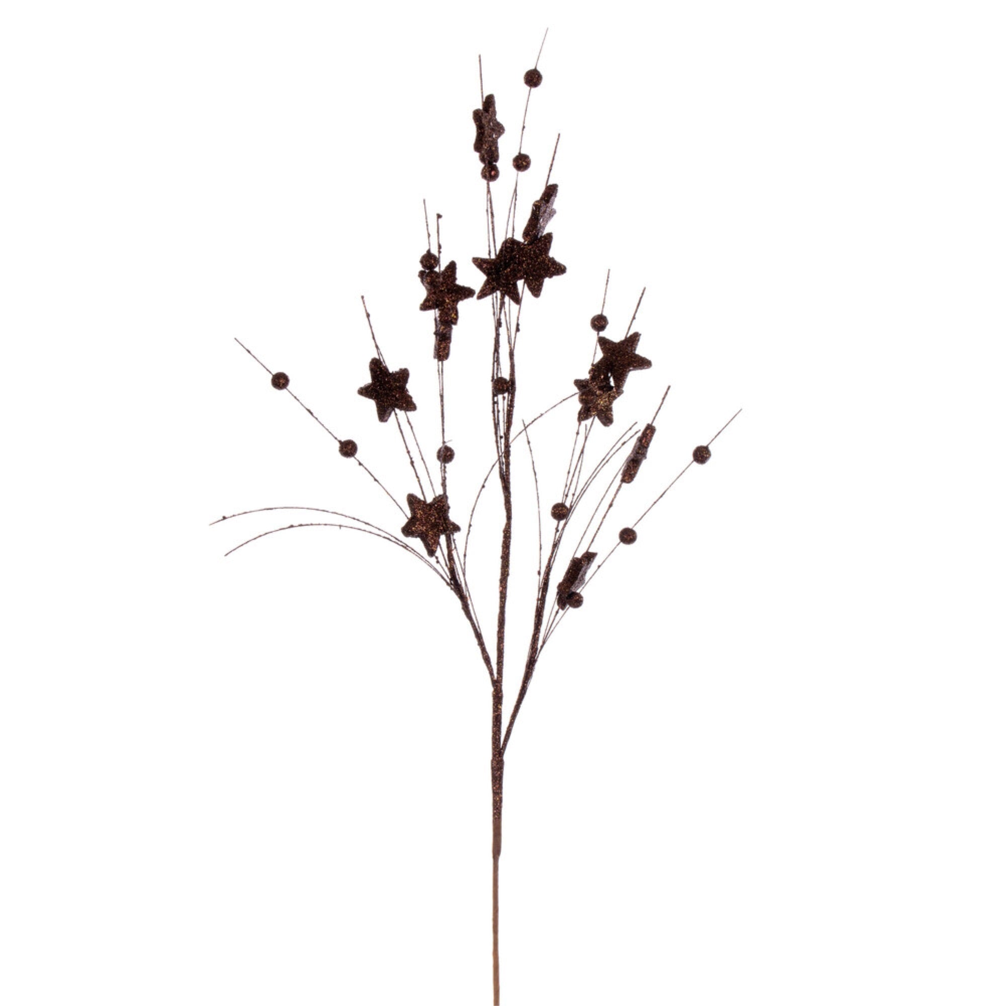 Vickerman 33” Chocolate Star and Ball Glitter Spray 6 per bag.