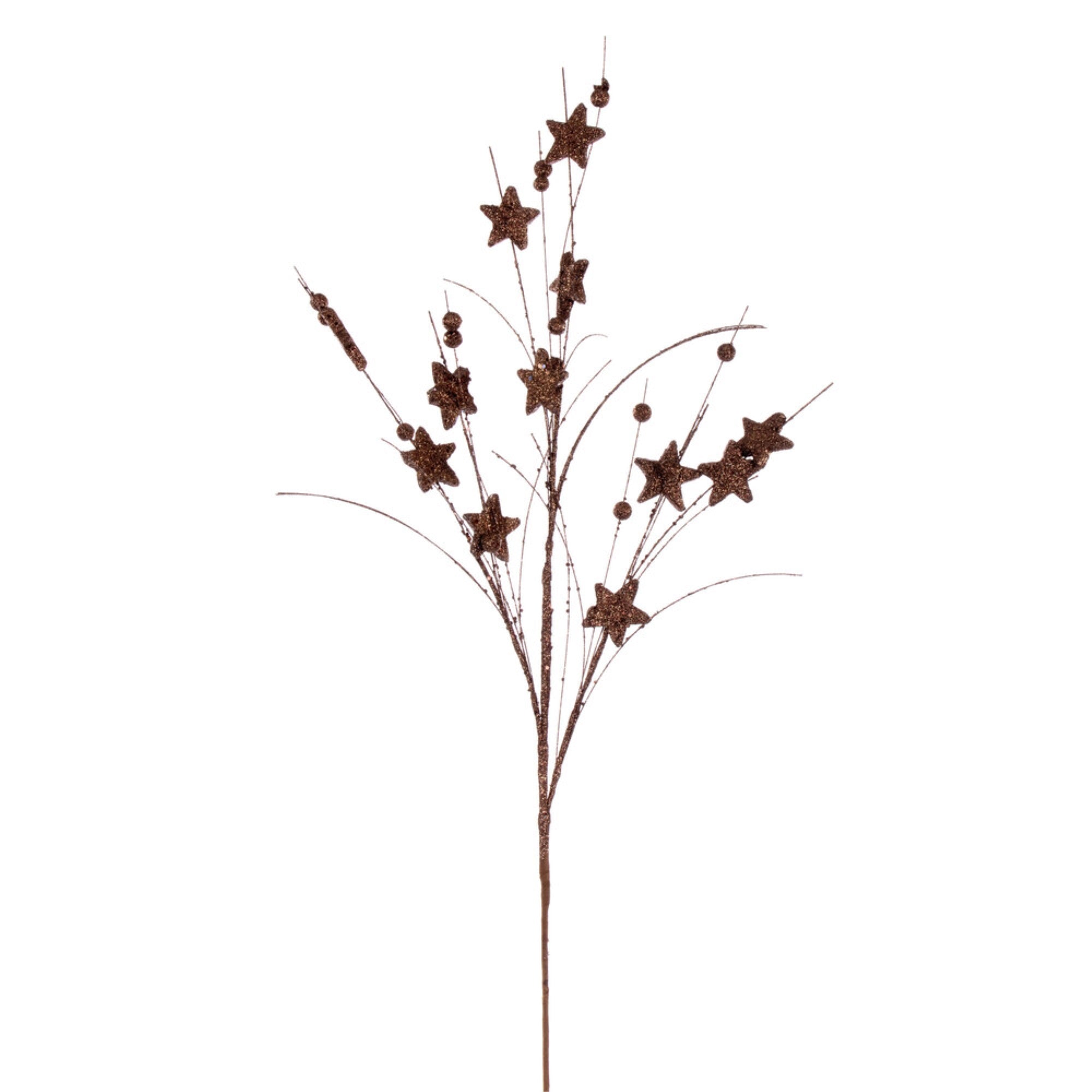 Vickerman 33” Mocha Star and Ball Glitter Spray 6 per bag.