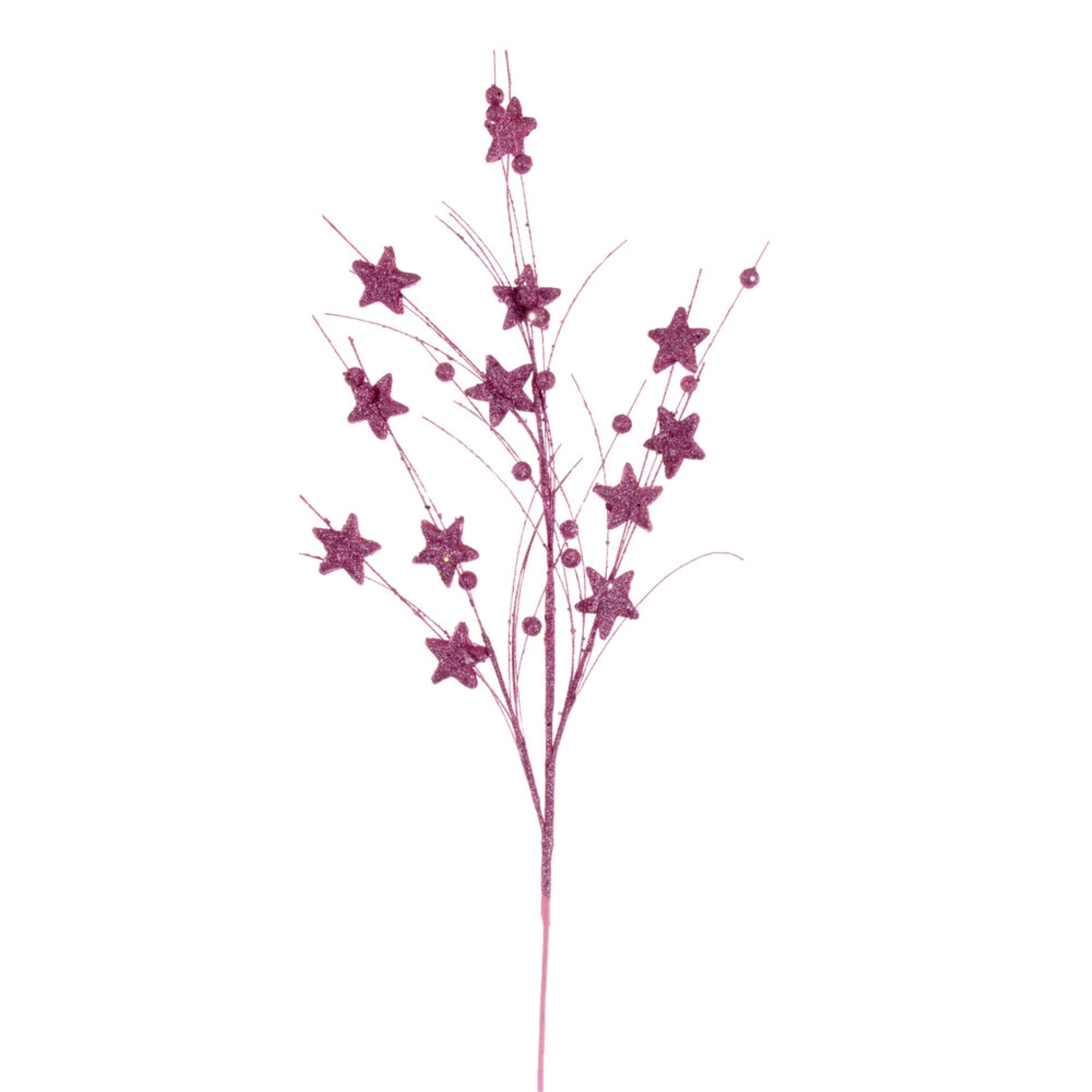 Vickerman 33” Pink Star and Ball Glitter Spray 6 per bag.