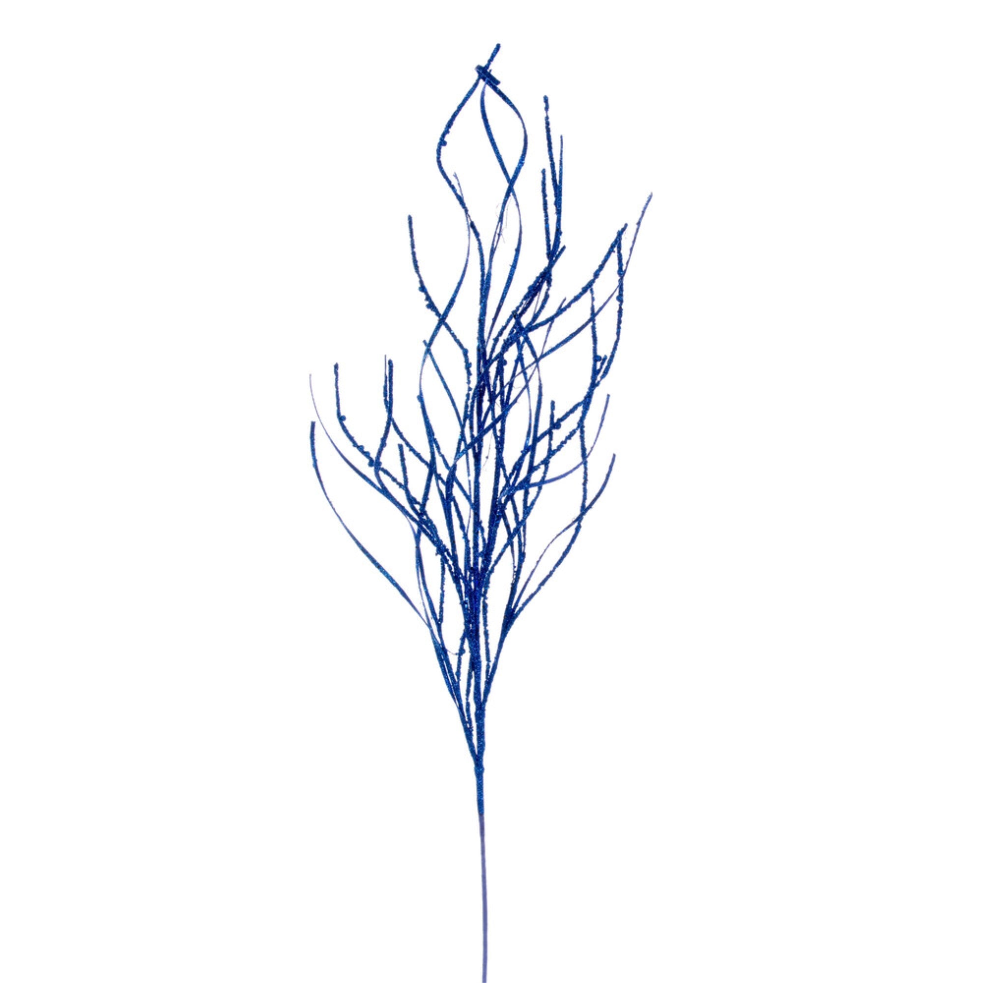 Vickerman 40” Blue Berry Cluster and Wavy Glitter Ball Spray 4 per bag.