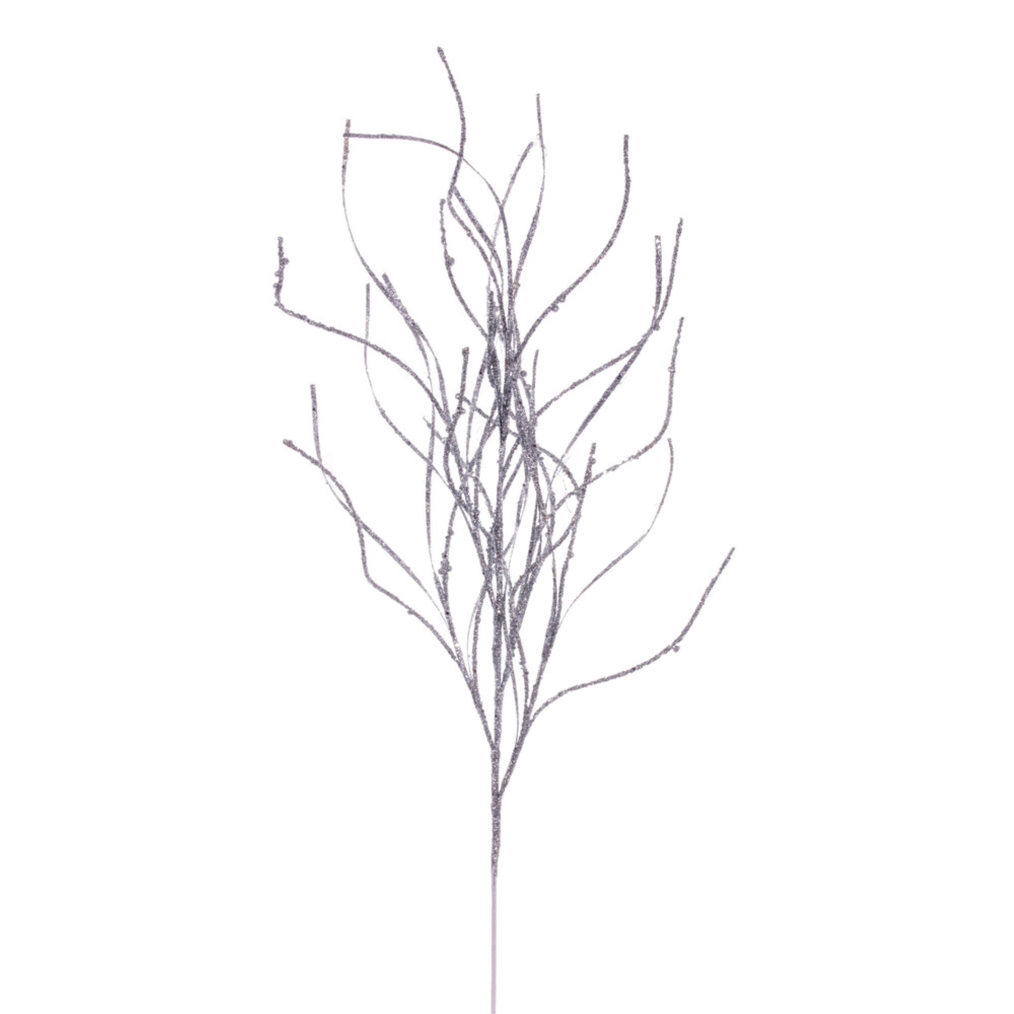 Vickerman 40” Silver Berry Cluster and Wavy Glitter Ball Spray 4 per bag.