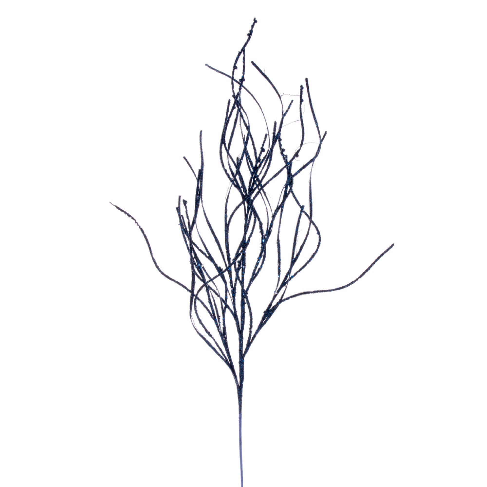 Vickerman 40” Midnight Blue Berry Cluster and Wavy Glitter Ball Spray 4 per bag.