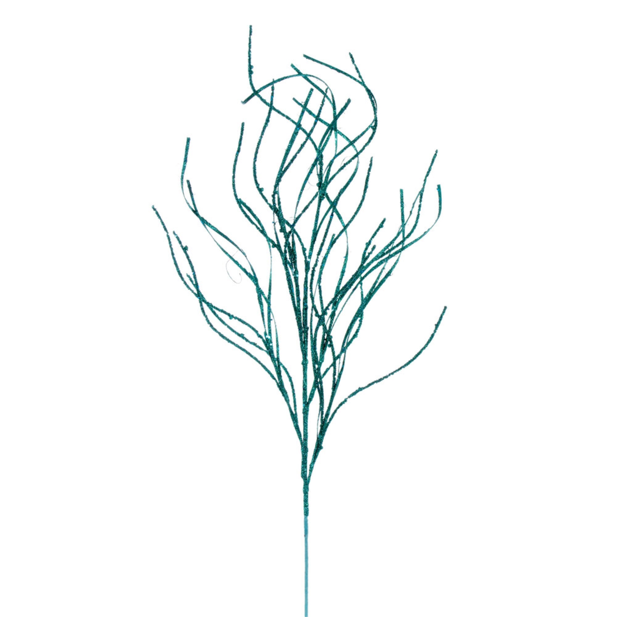 Vickerman 40” Teal Berry Cluster and Wavy Glitter Ball Spray 4 per bag.