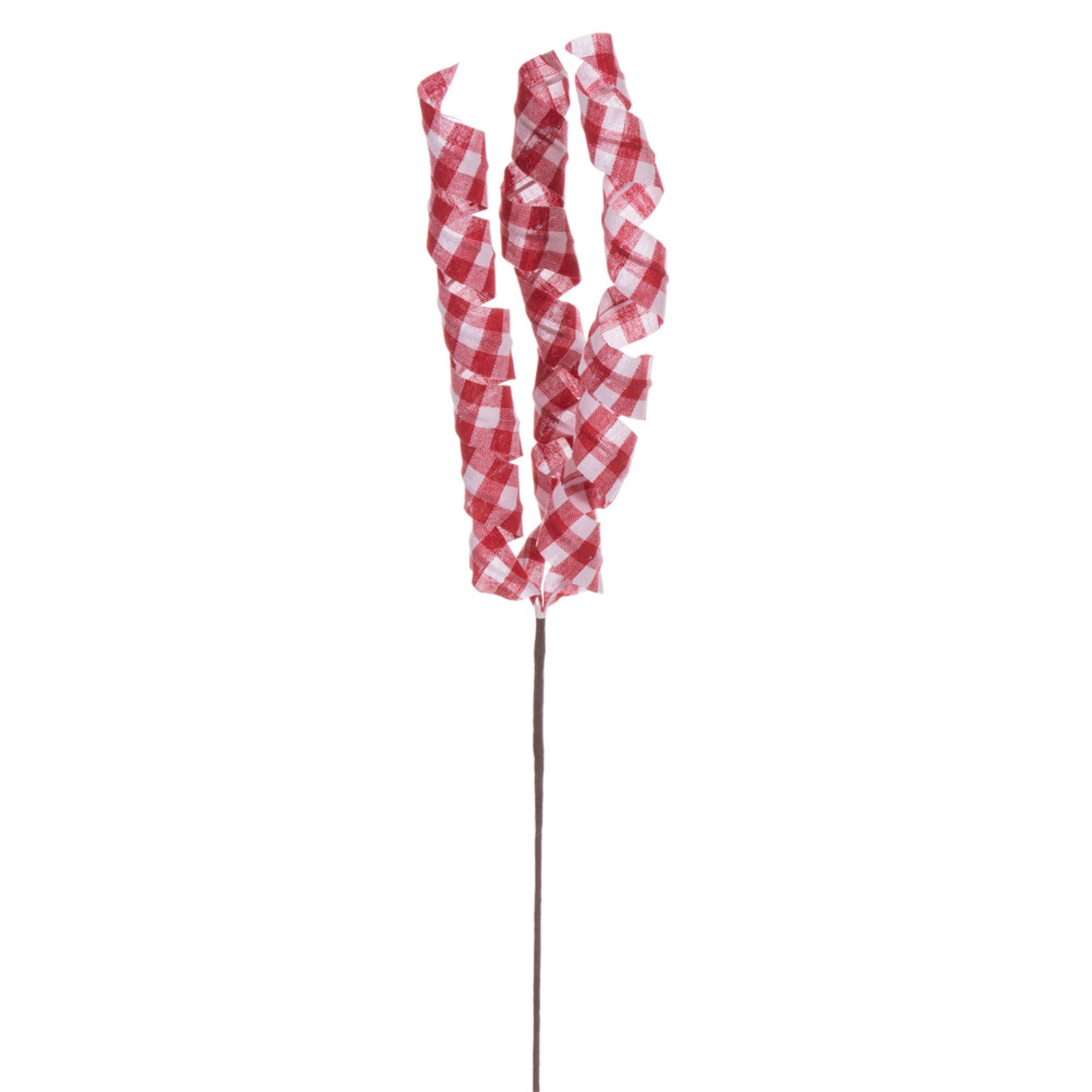 Vickerman 23” Red and White Plaid Swirl Spray 8 per bag.