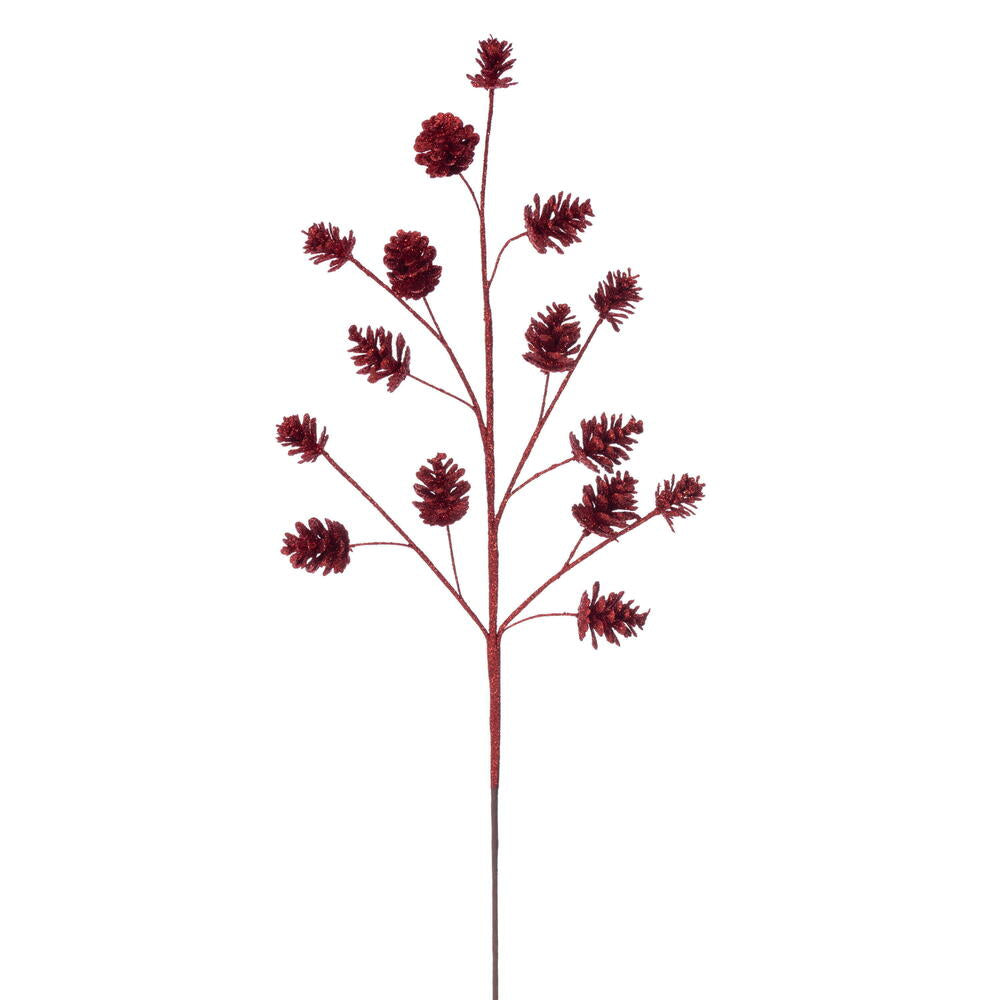 24” Red Pinecone Glitter Spray 6/Bag