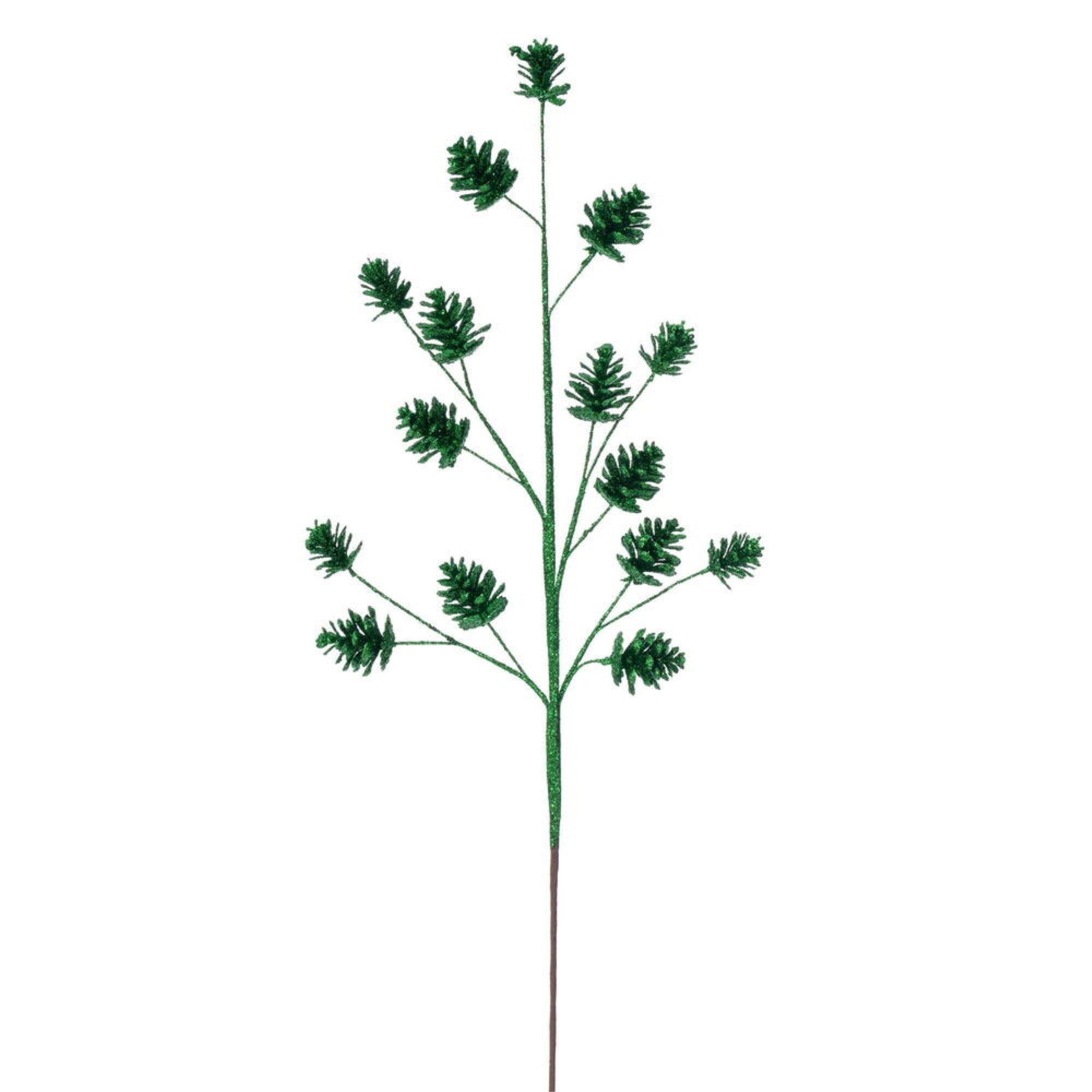 Vickerman 24” Artificial Green Pinecone Glitter Spray 6 Per Bag