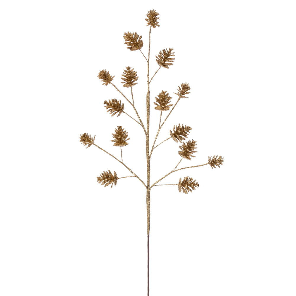 24” Gold Pinecone Glitter Spray 6/Bag