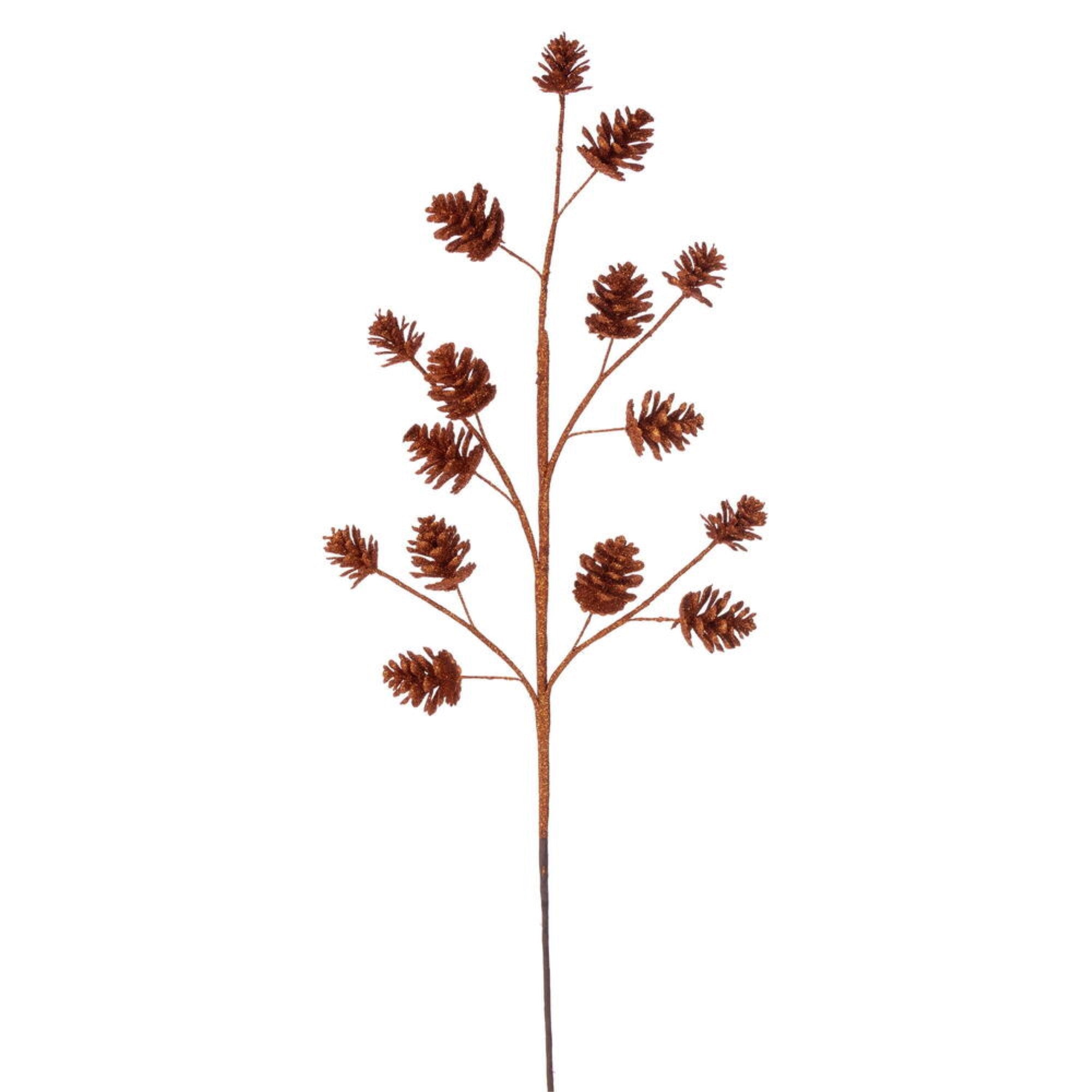 Vickerman 24” Artificial Orange Pinecone Glitter Spray 6/Bag