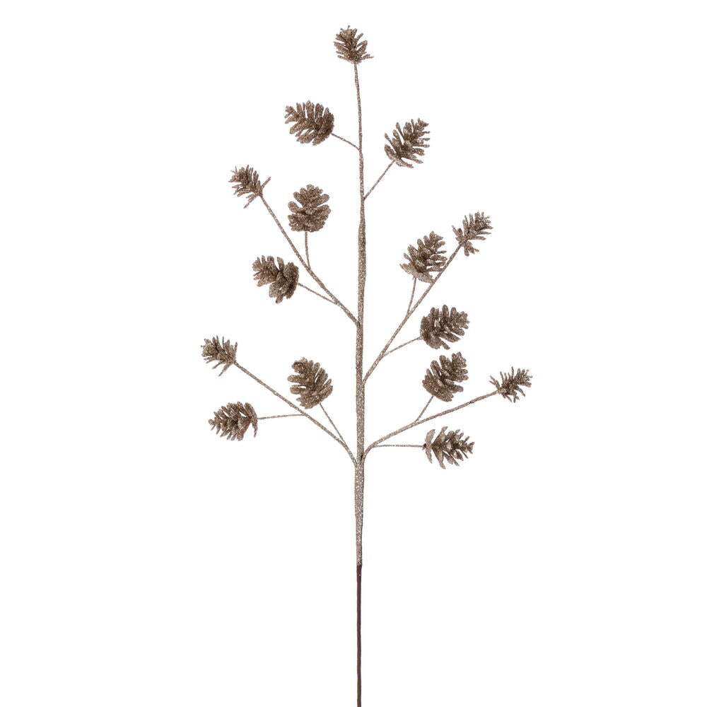 24” Champagne Pinecone Glittr Spray 6/Bg