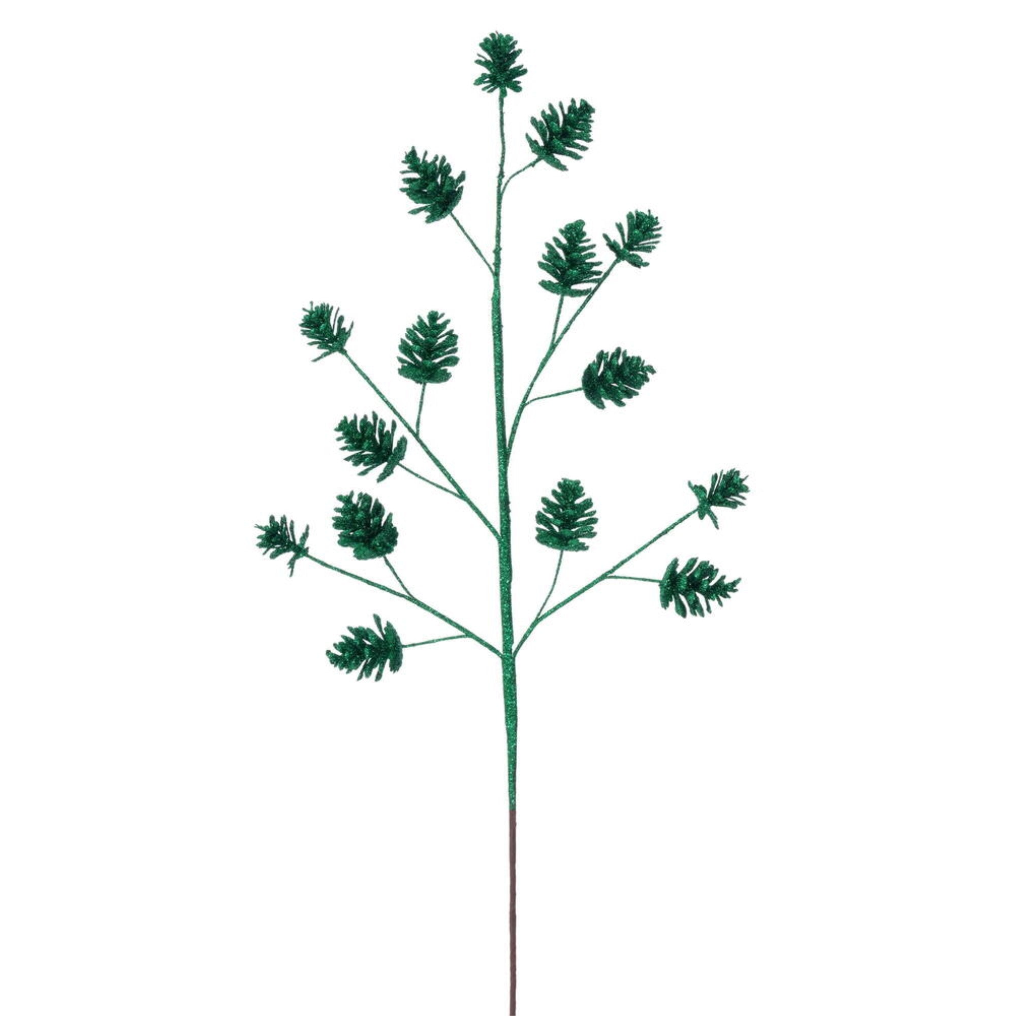 Vickerman 24” Artificial Seafoam Pinecone Glitter Spray 6/Bag