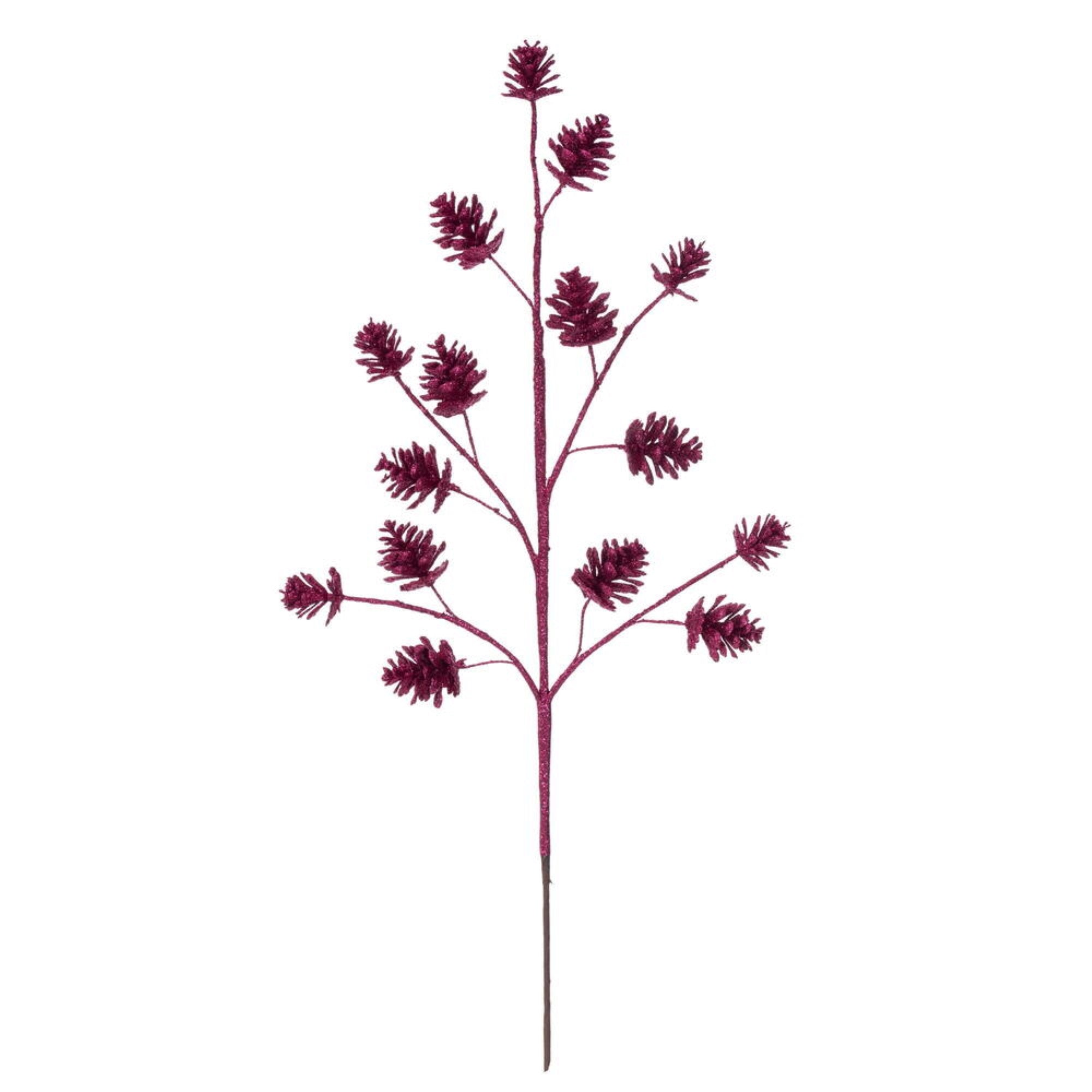 Vickerman 24” Artificial Fuchsia Pinecone Glitter Spray 6/Bag