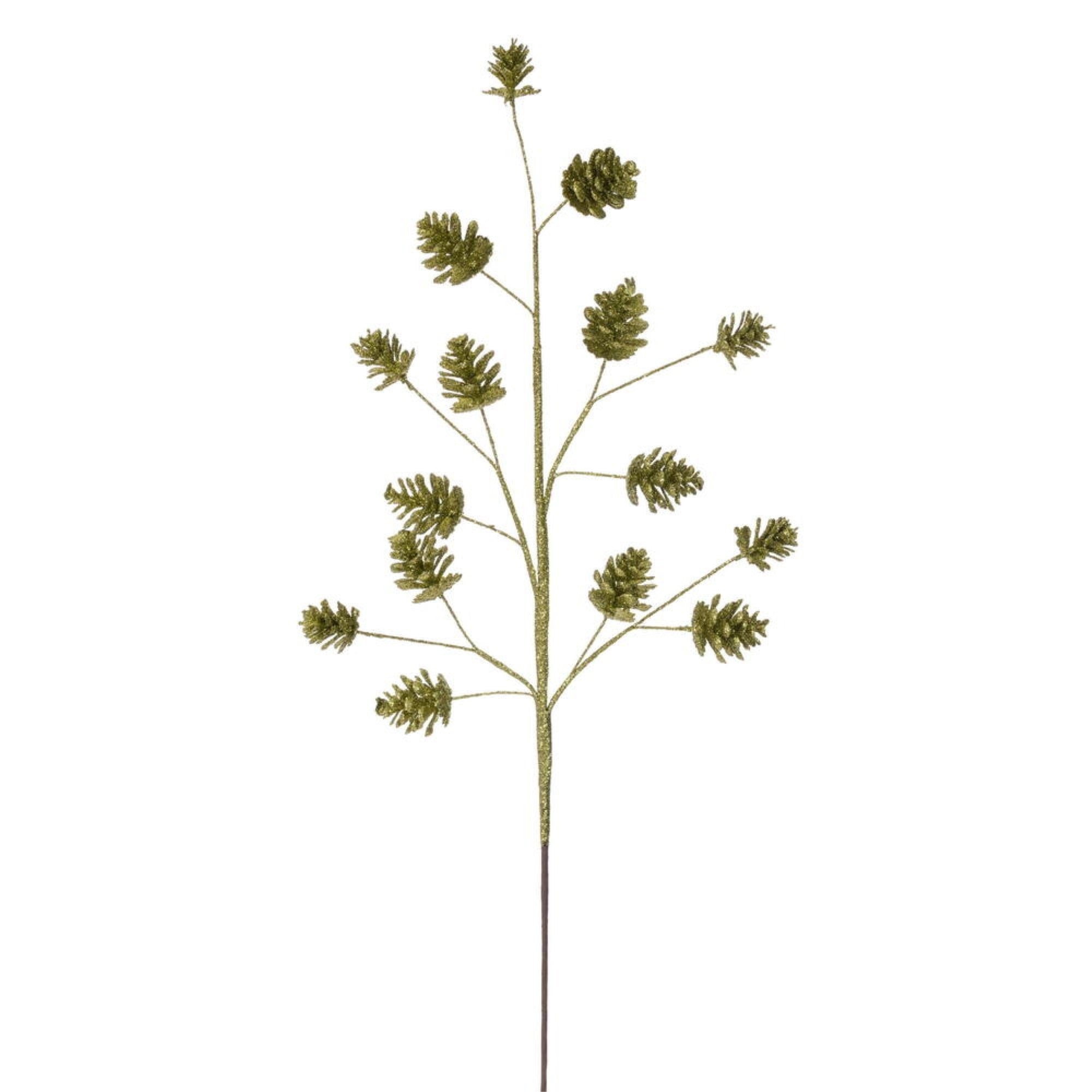Vickerman 24” Artificial Lime Pinecone Glitter Spray 6/Bag