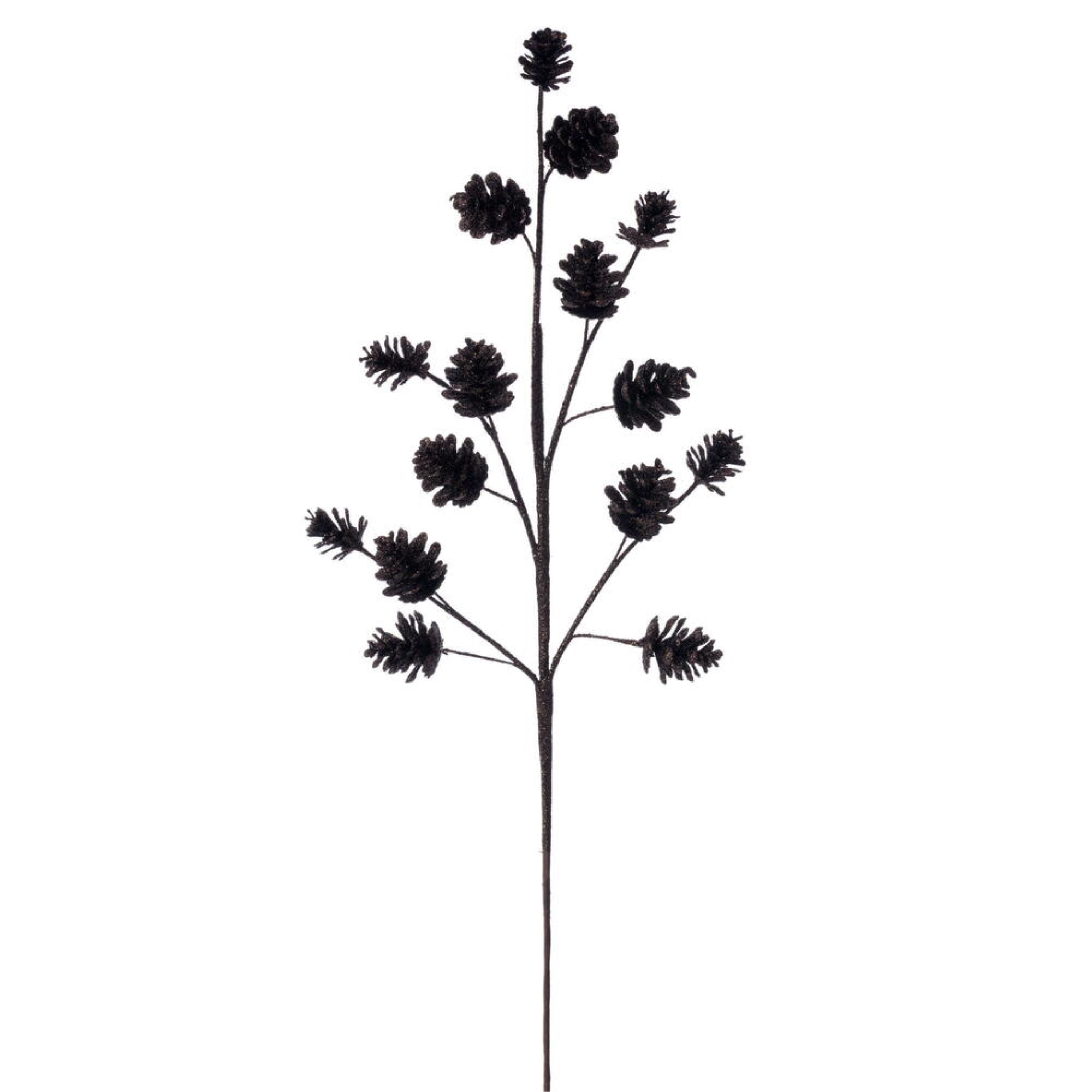 Vickerman 24” Artificial Chocolate Pinecone Glitter Spray 6/Bag
