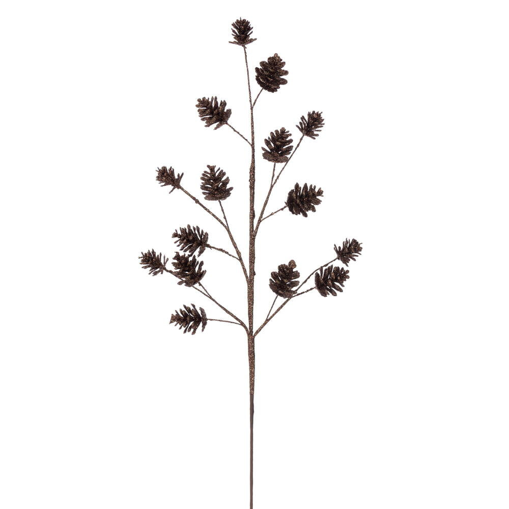 24” Mocha Pinecone Glitter Spray 6/Bag