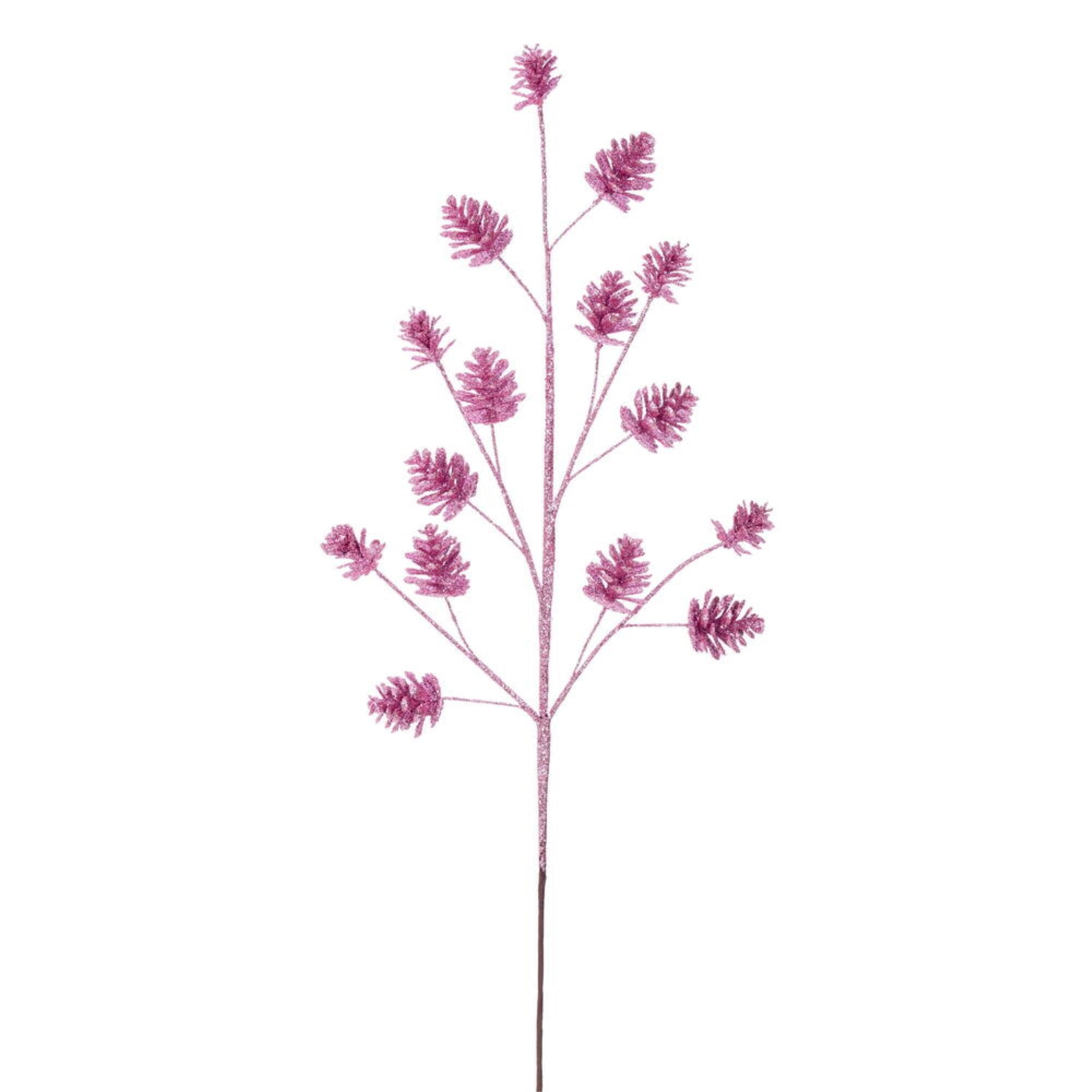 Vickerman 24” Artificial Pink Pinecone Glitter Spray 6/Bag