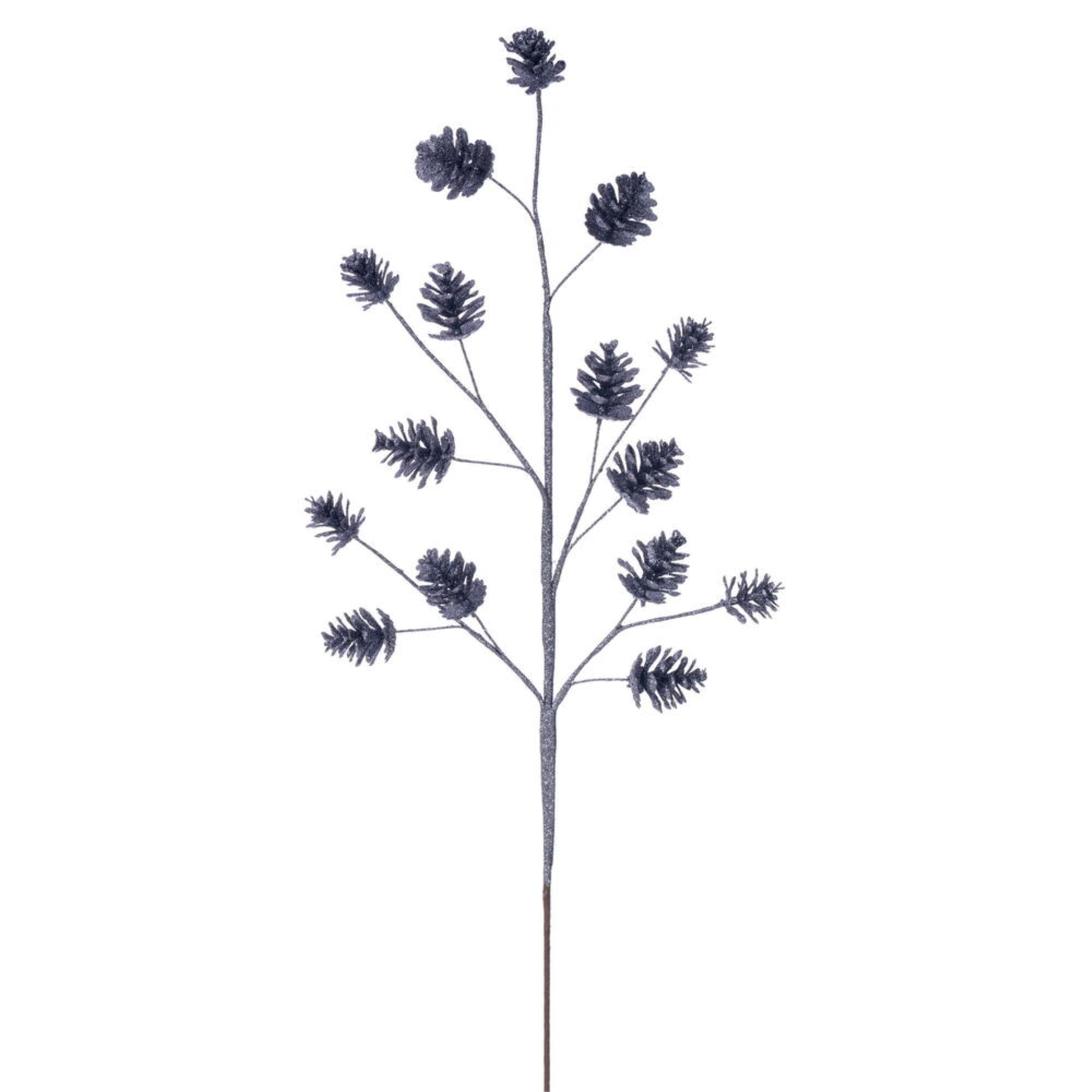 Vickerman 24” Artificial Pewter Pinecone Glitter Spray 6/Bag